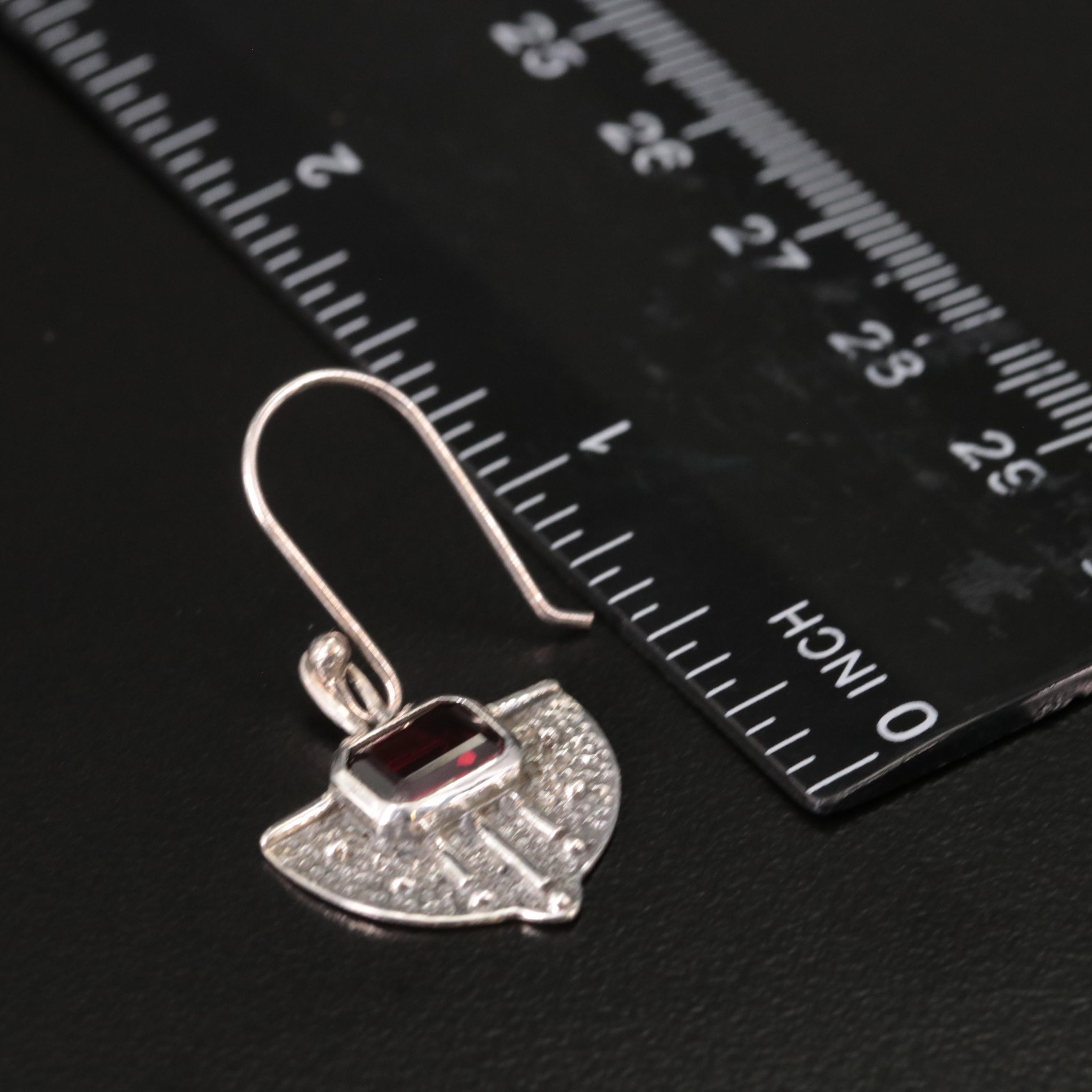 Sterling Garnet Drop Earrings