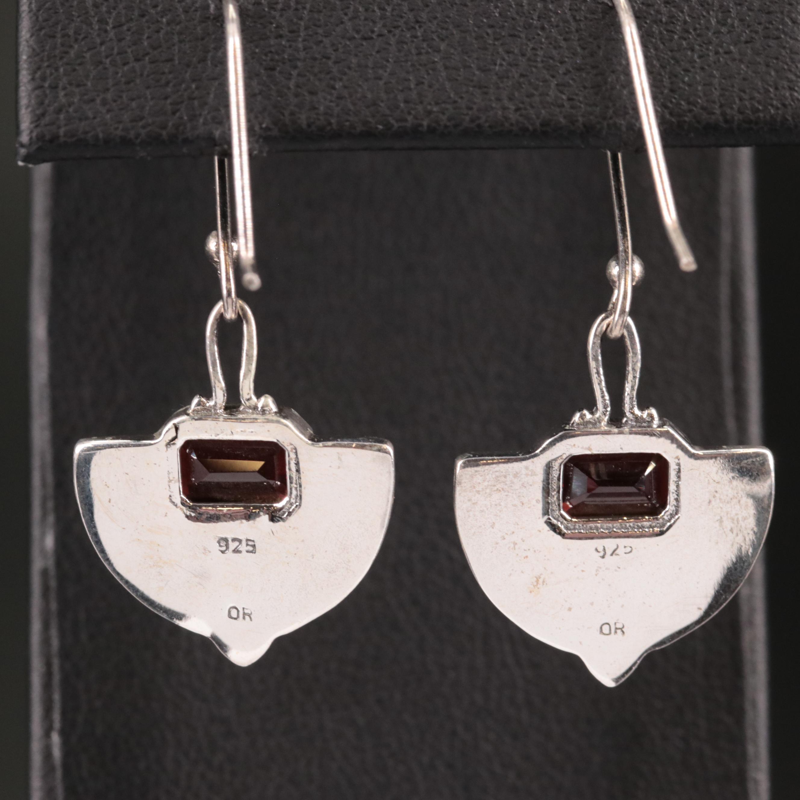 Sterling Garnet Drop Earrings