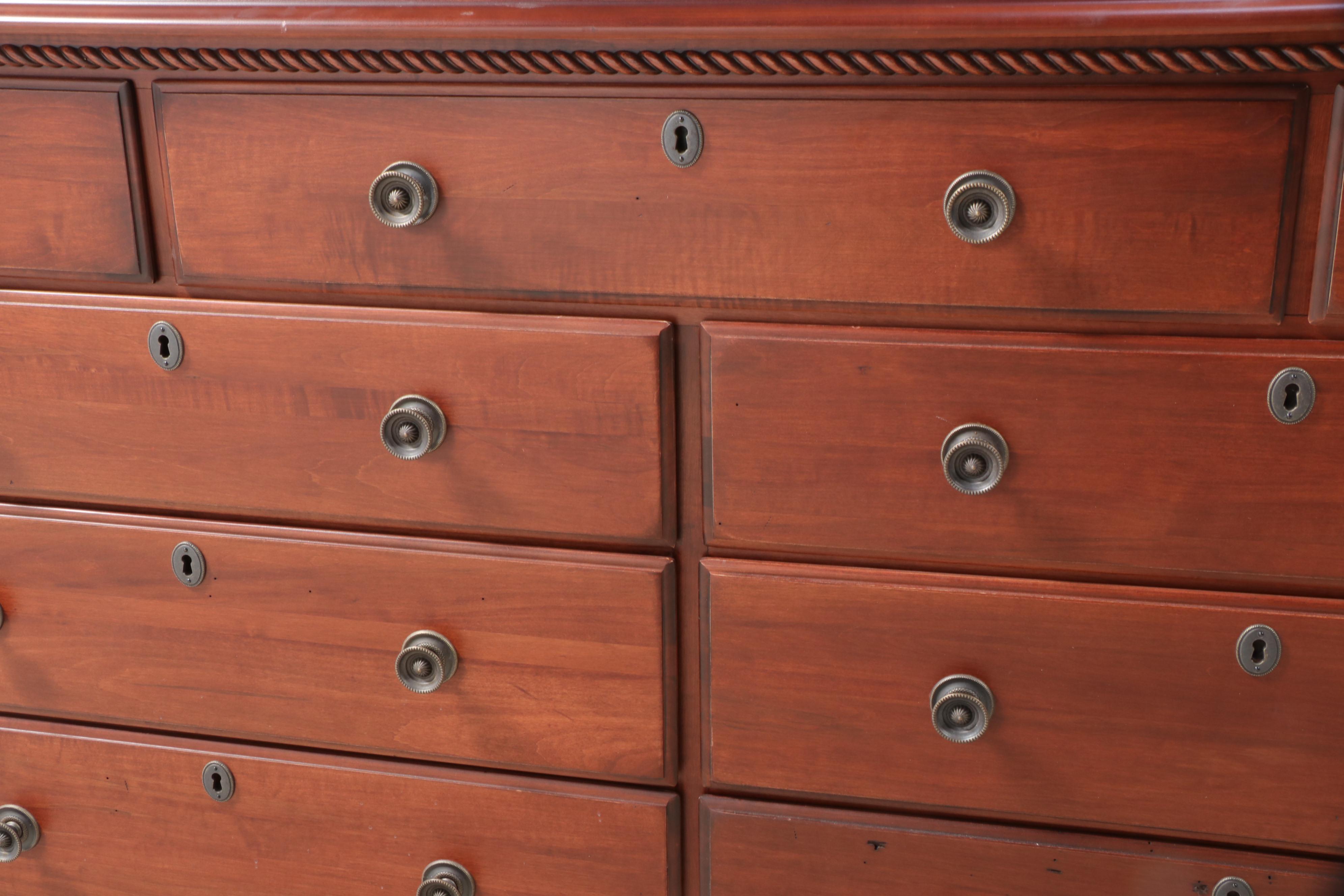Neoclassical Style Wooden Dresser and Mirror