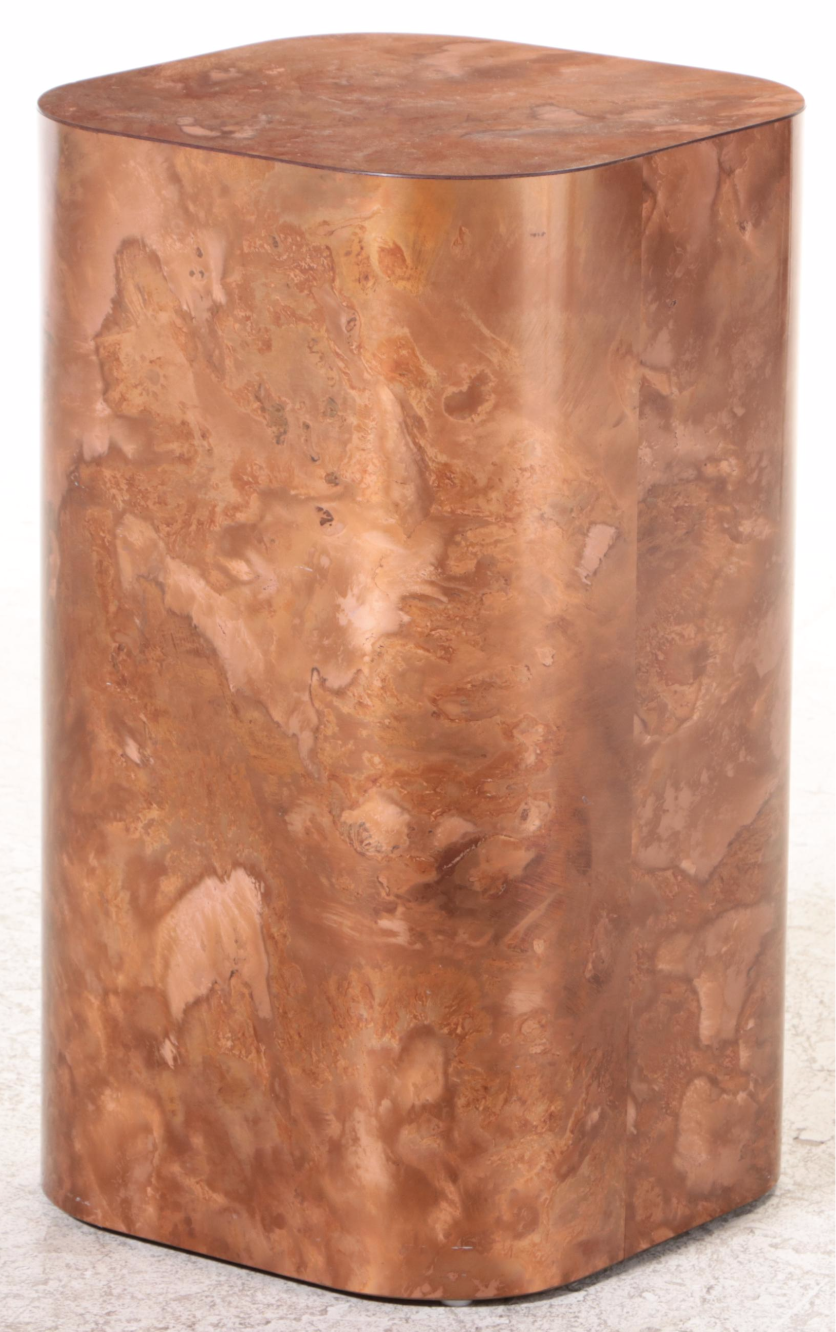 Modernist Style Copper-Finished Laminate Pedestal