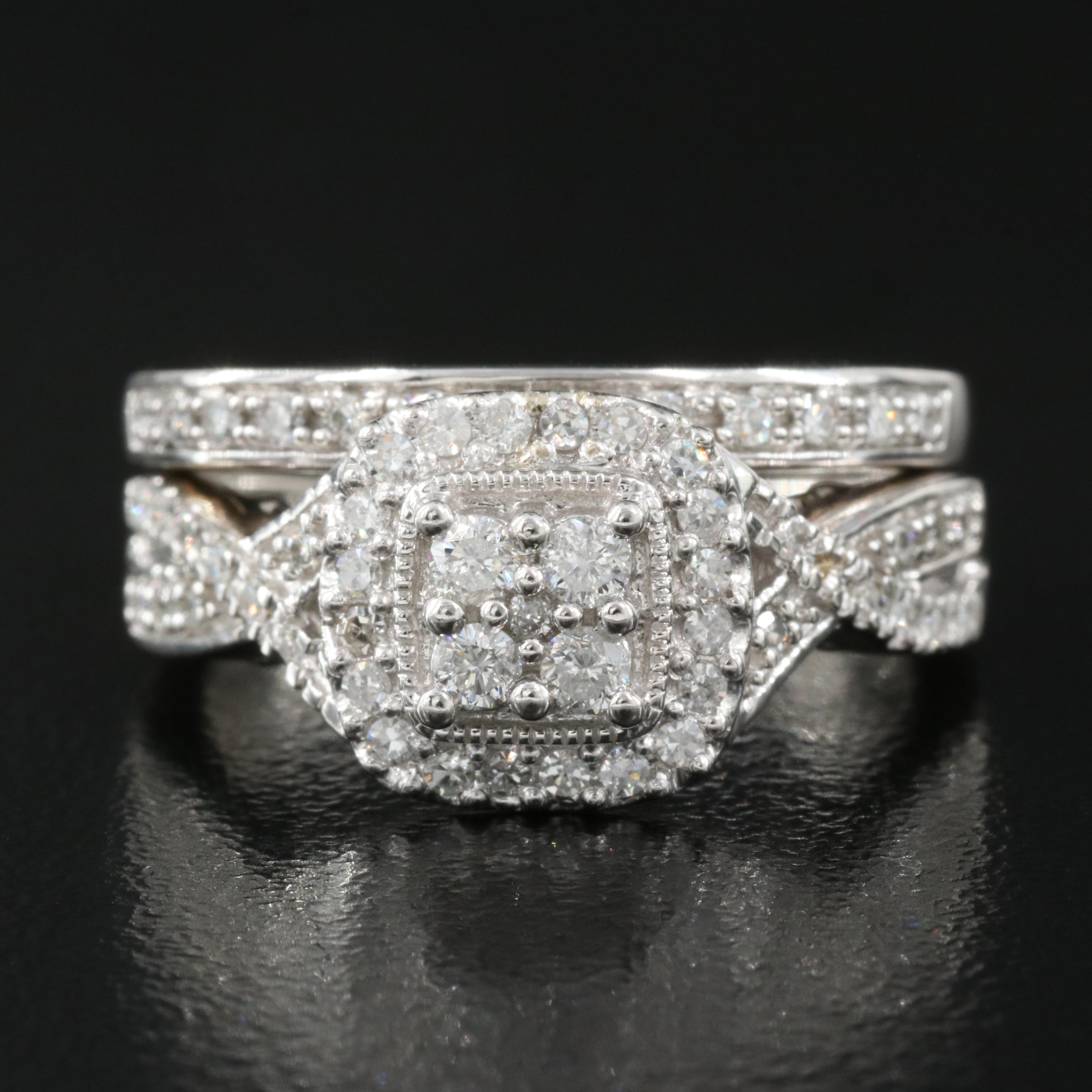 14K 0.45 CTW Diamond Ring and Band Set