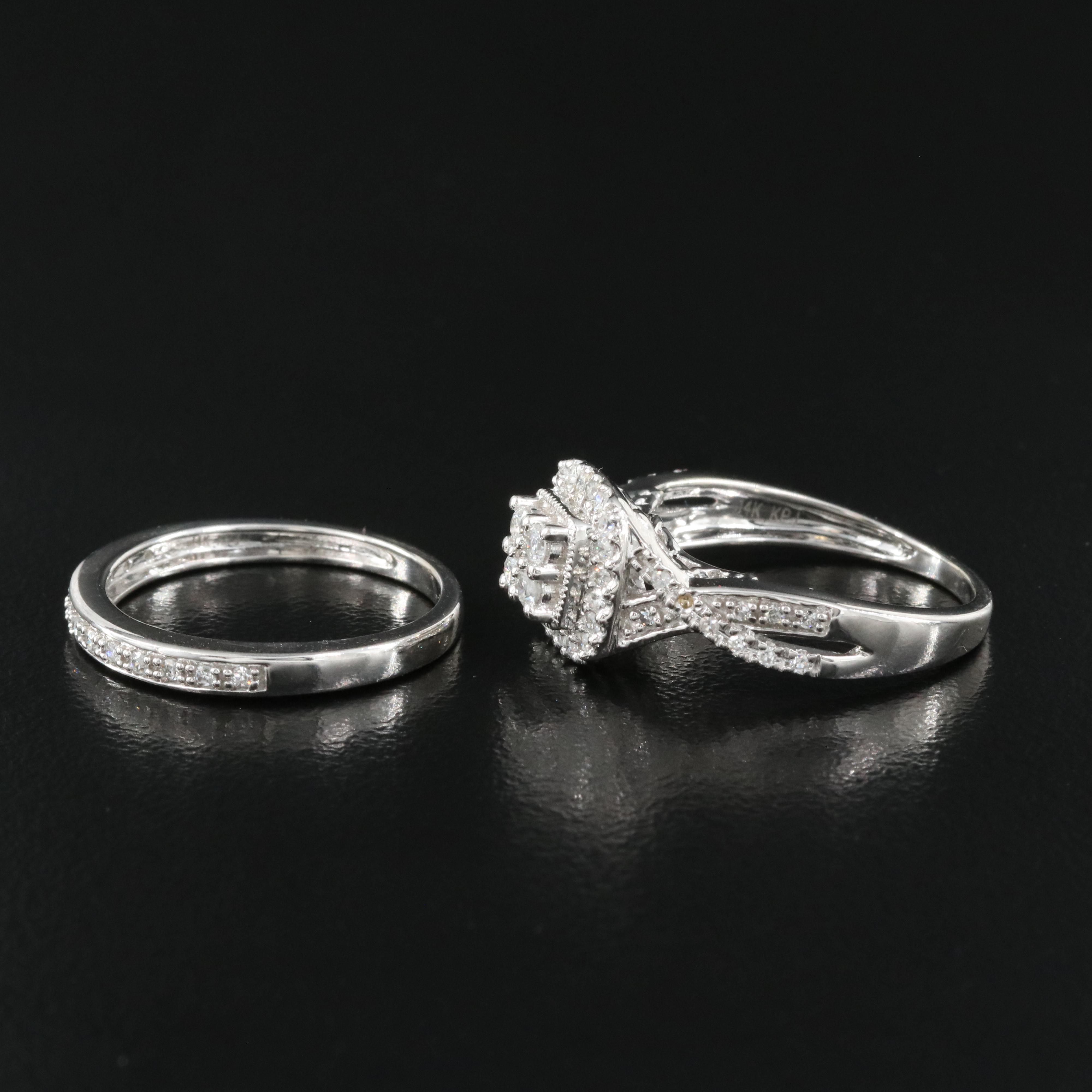 14K 0.45 CTW Diamond Ring and Band Set