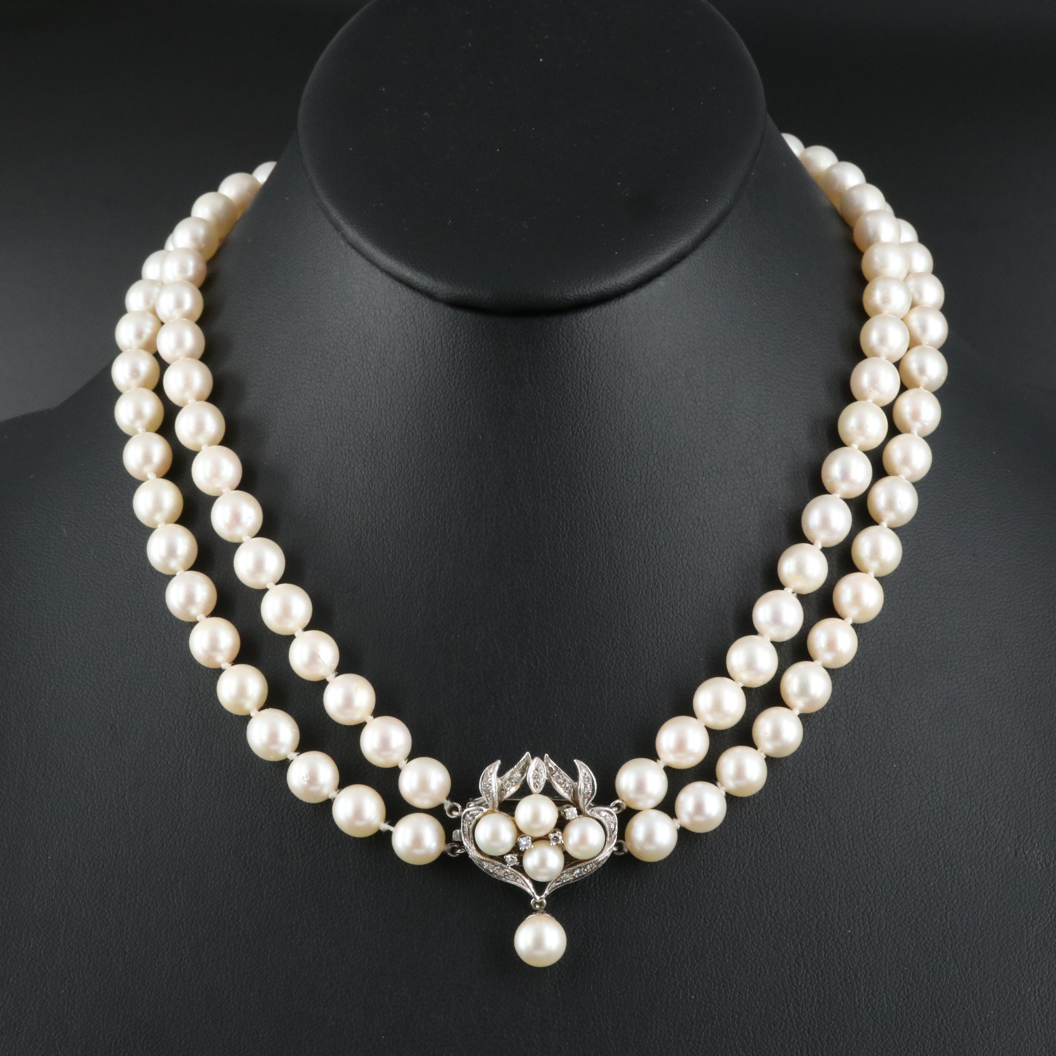 14K Pearl and Diamond Necklace