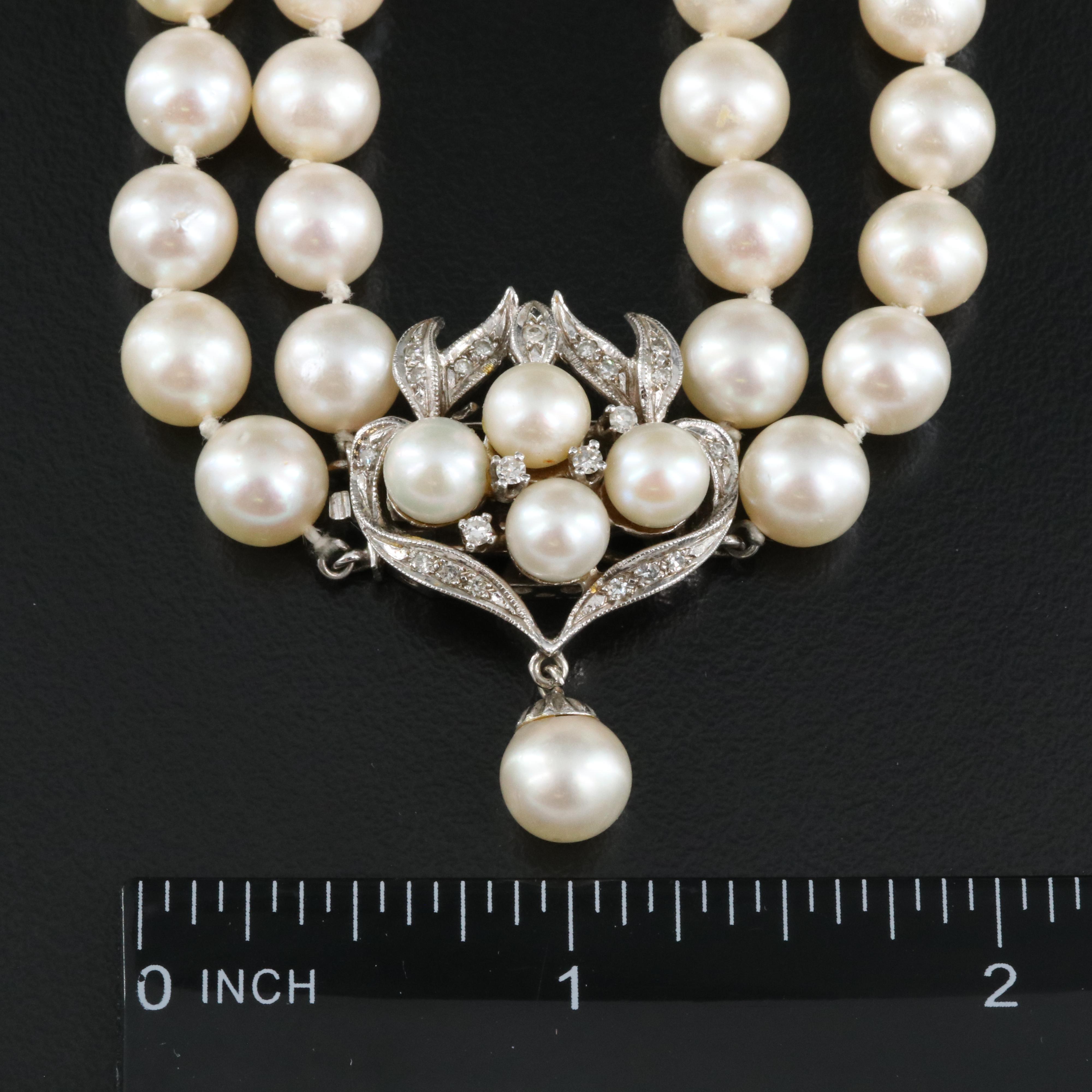 14K Pearl and Diamond Necklace