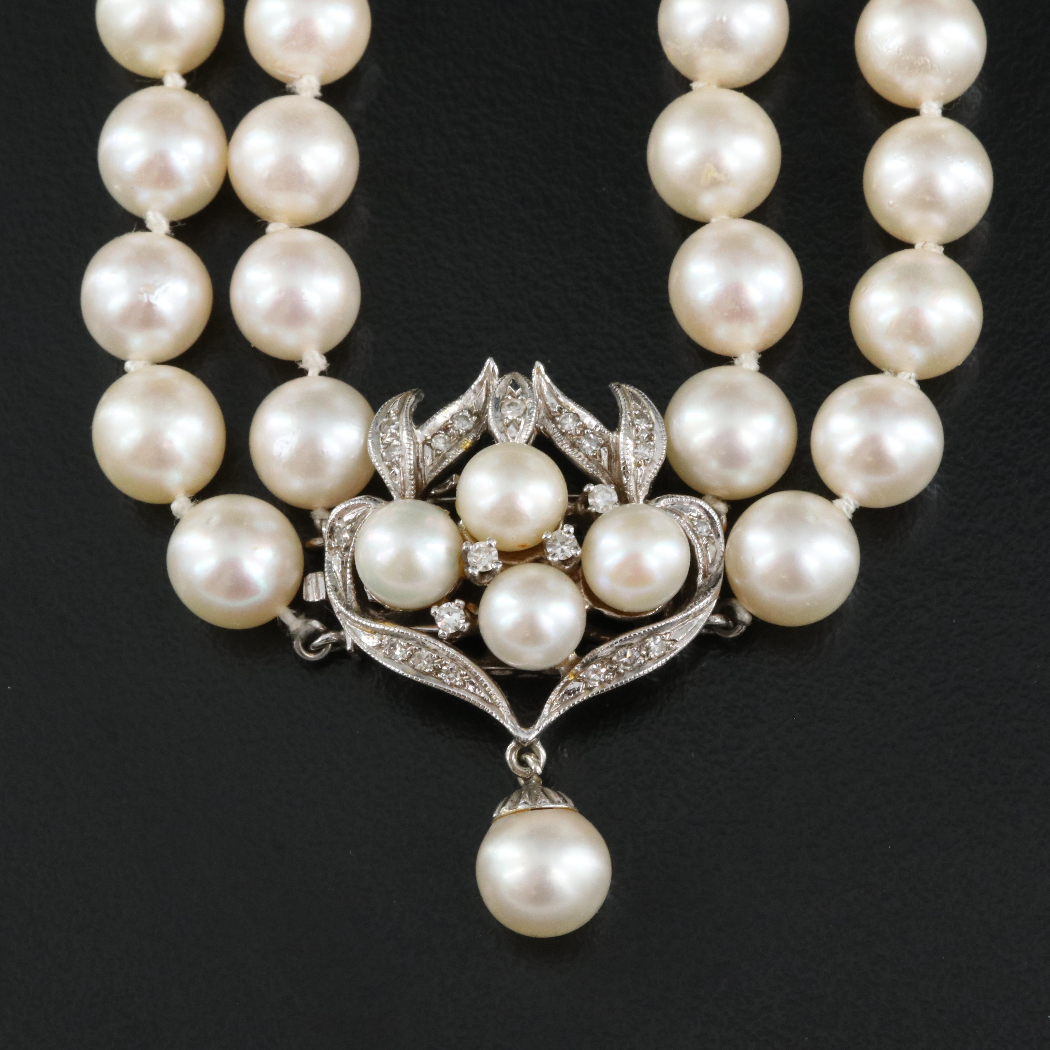 14K Pearl and Diamond Necklace