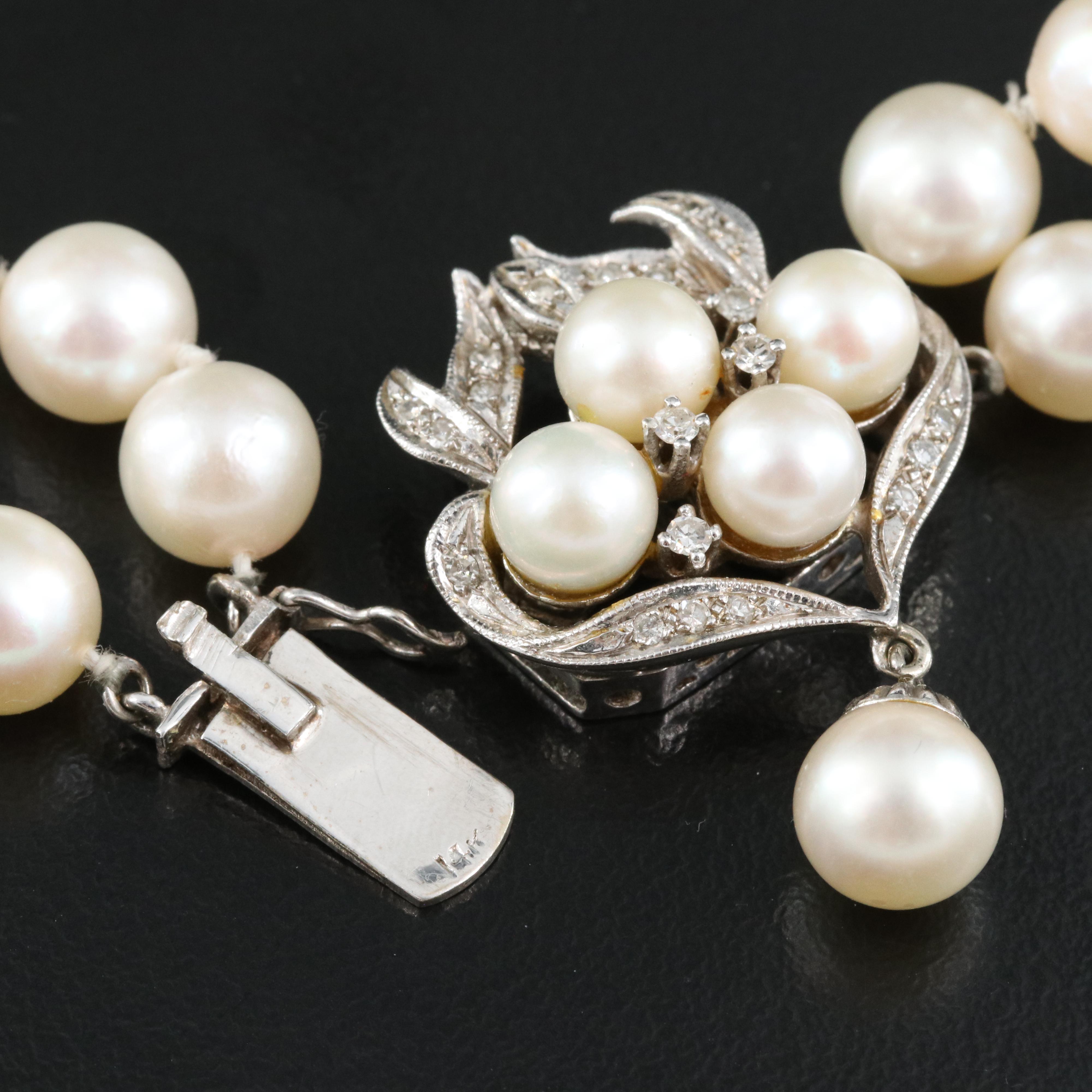 14K Pearl and Diamond Necklace