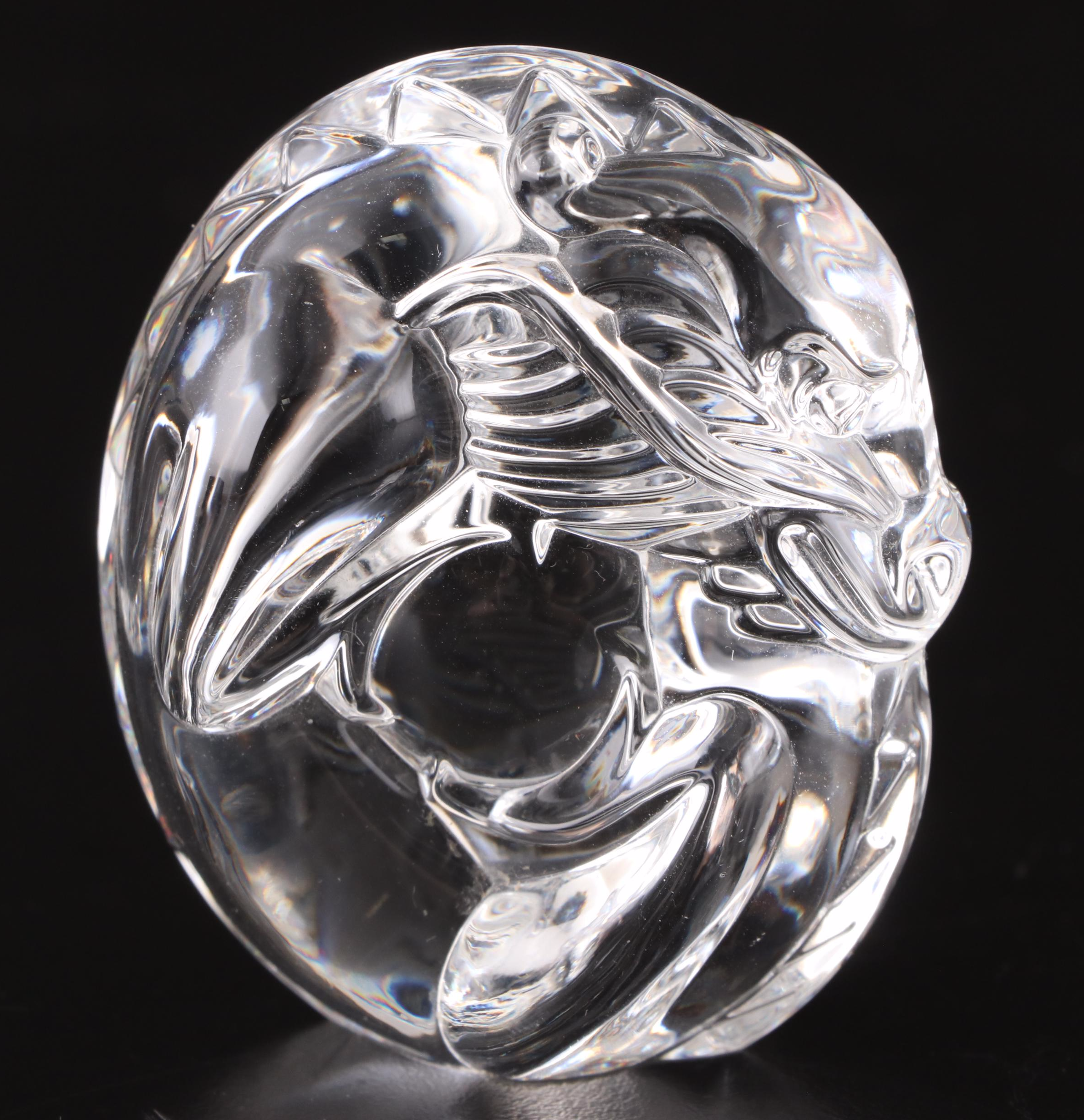 Steuben Art Glass "Dragon" Hand Cooler Designed by Lloyd Atkins