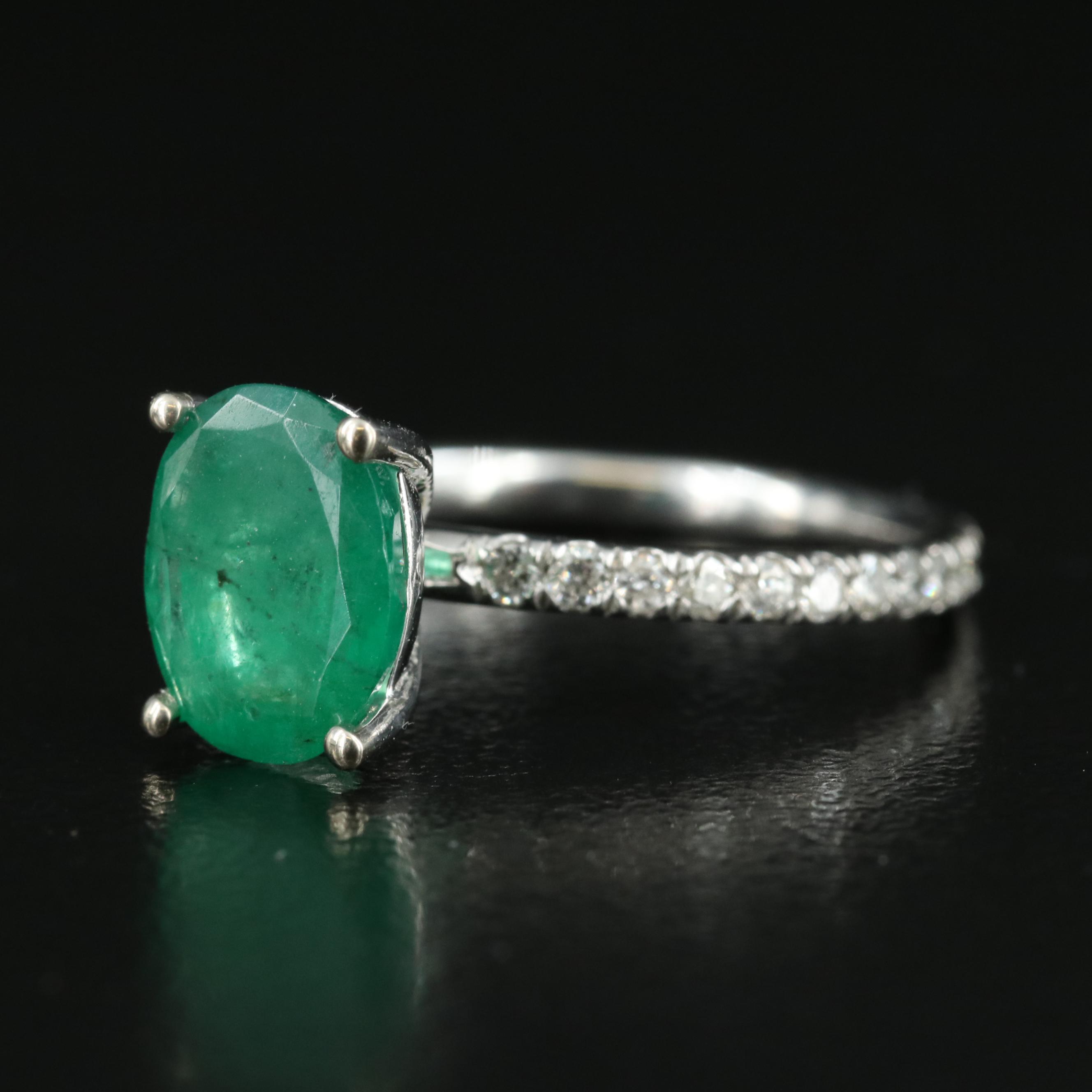 14K 1.22 CT Emerald and Diamond Ring