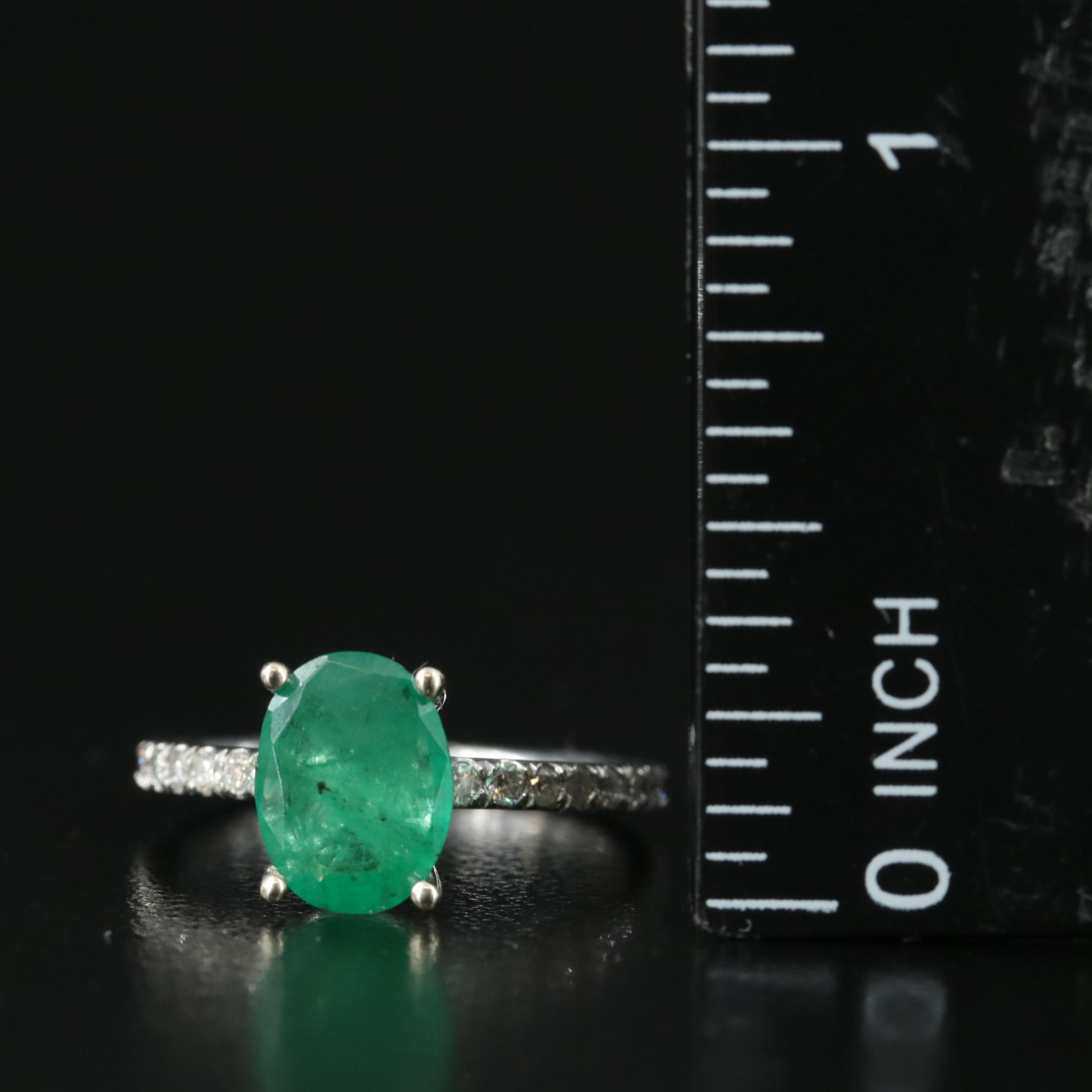 14K 1.22 CT Emerald and Diamond Ring
