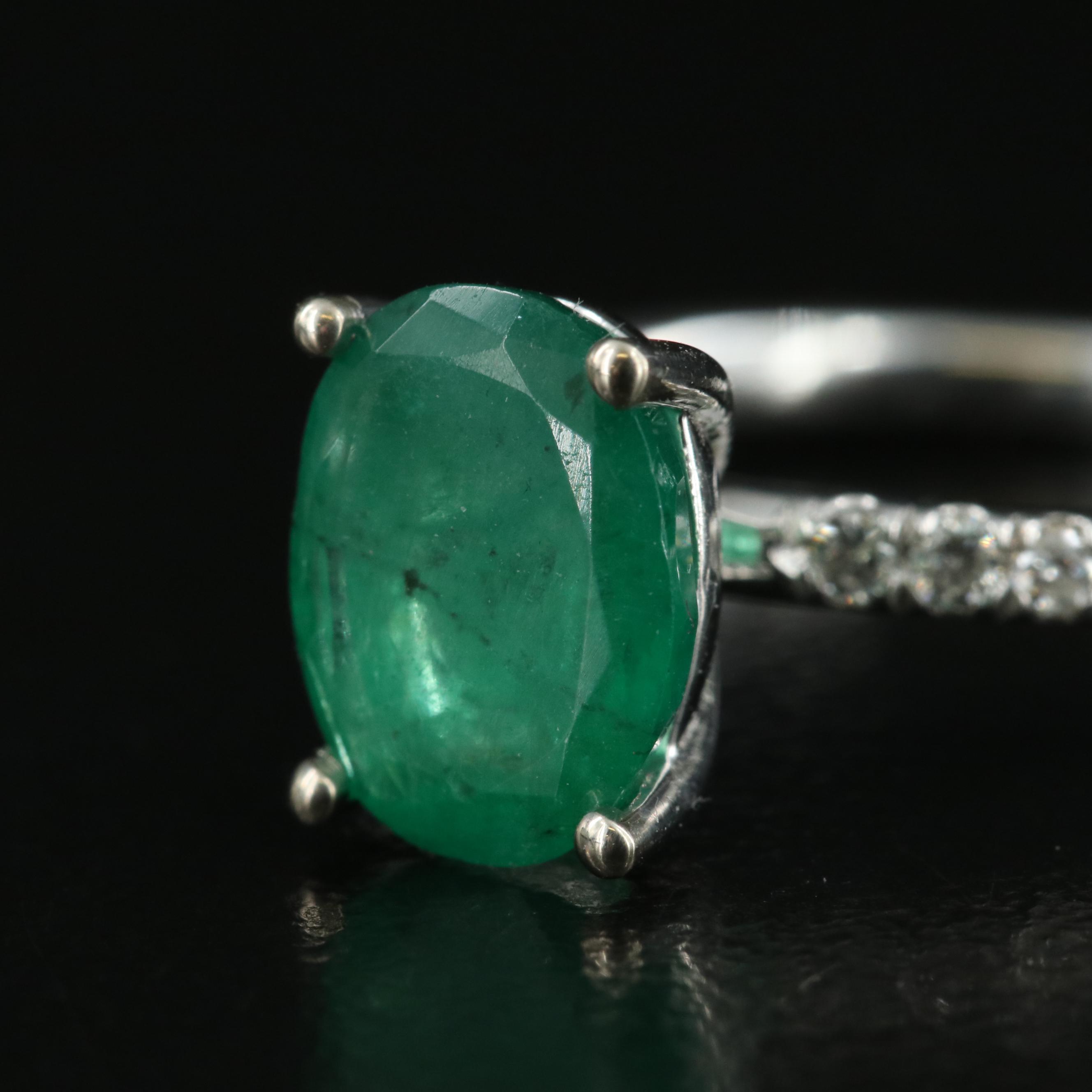 14K 1.22 CT Emerald and Diamond Ring