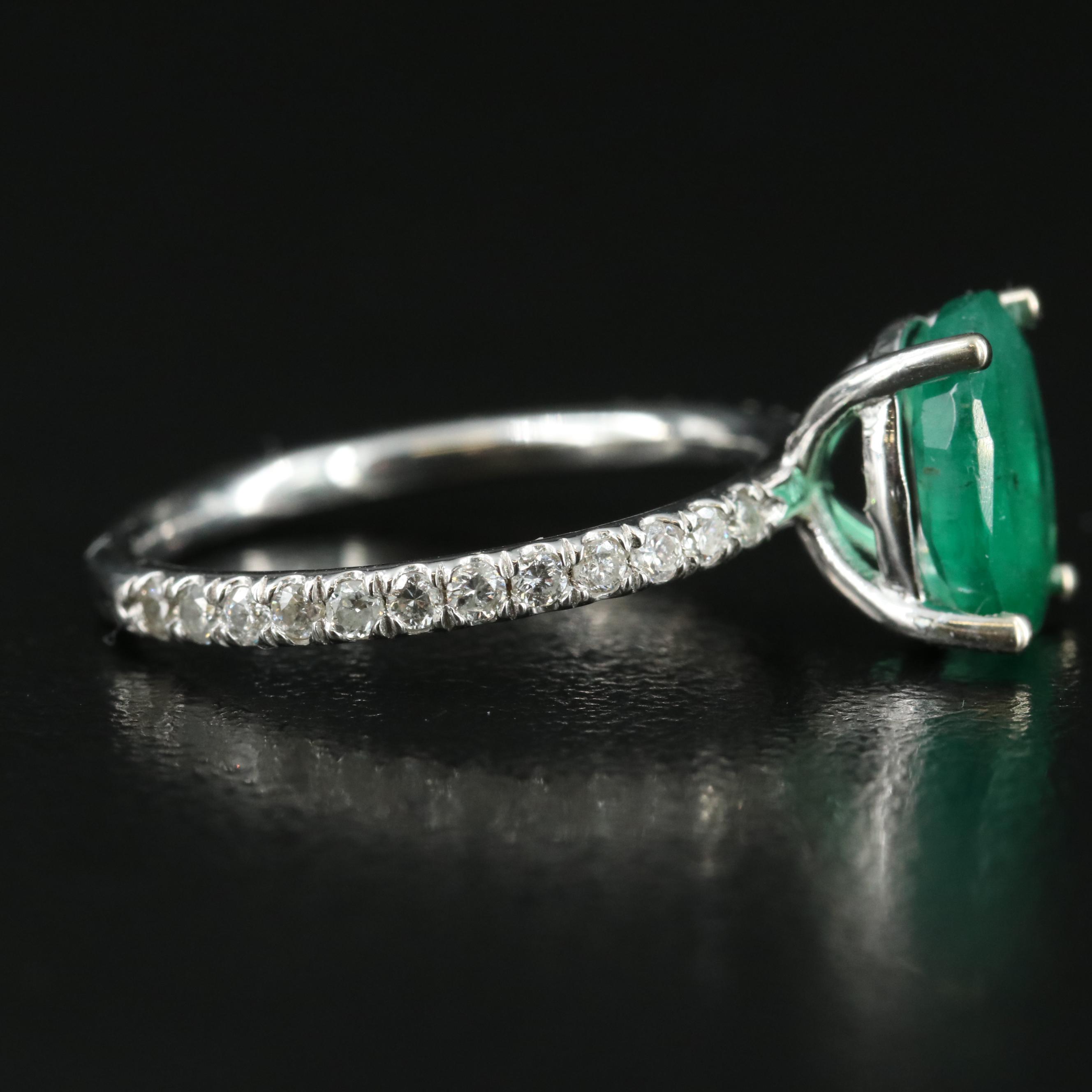 14K 1.22 CT Emerald and Diamond Ring