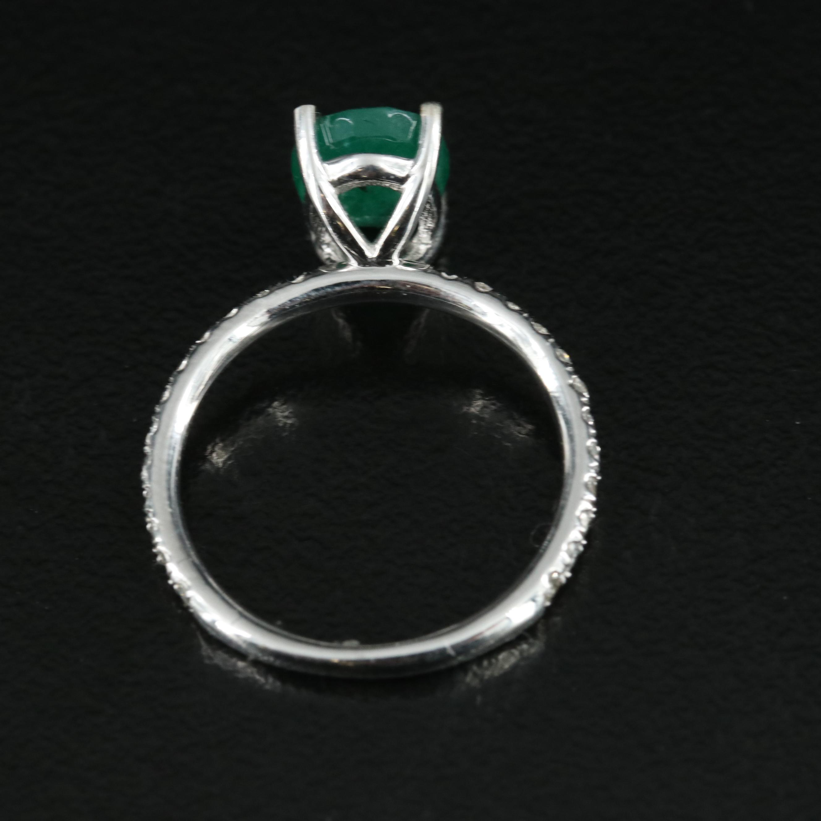 14K 1.22 CT Emerald and Diamond Ring