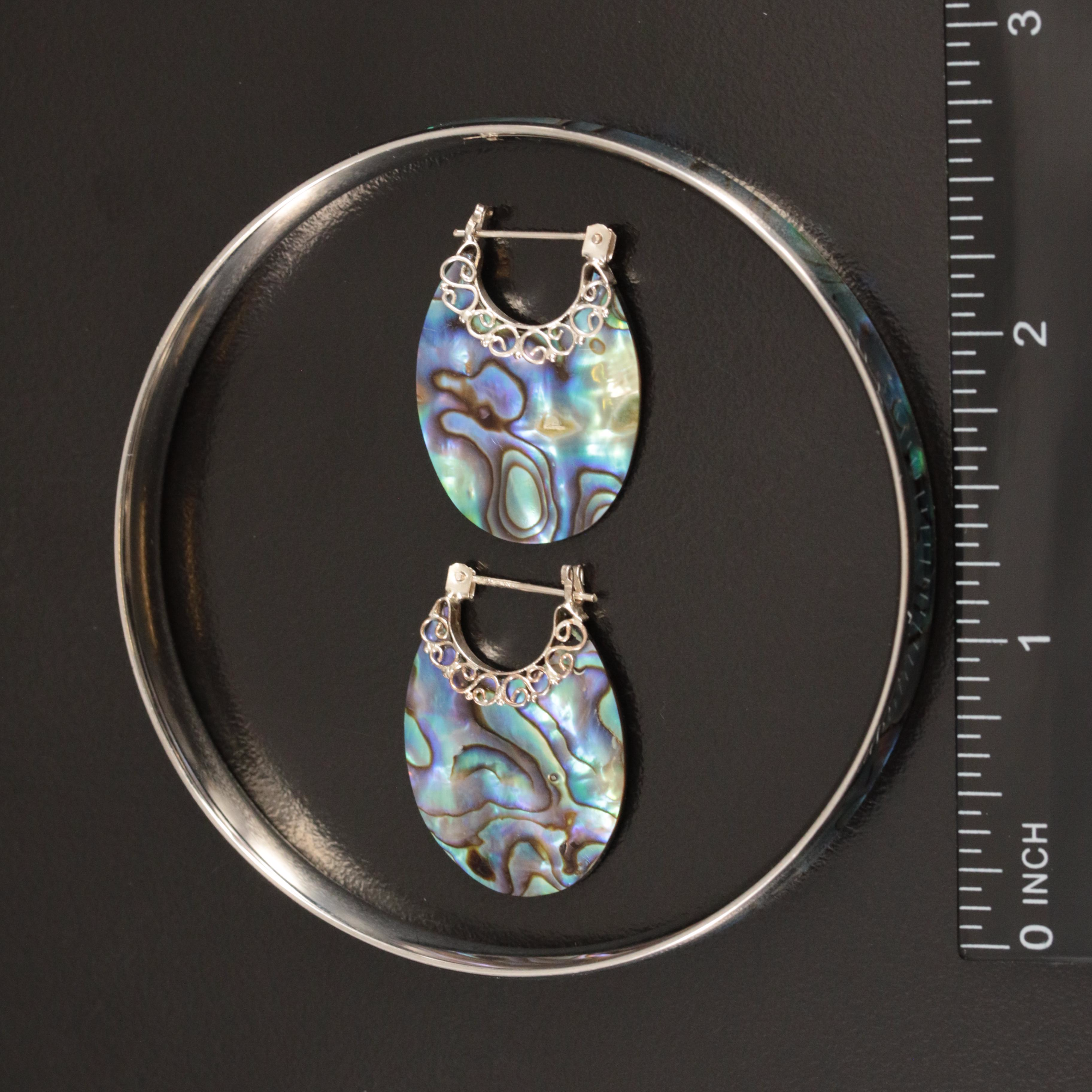 Abalone Bangle and Sterling Hoop Earrings