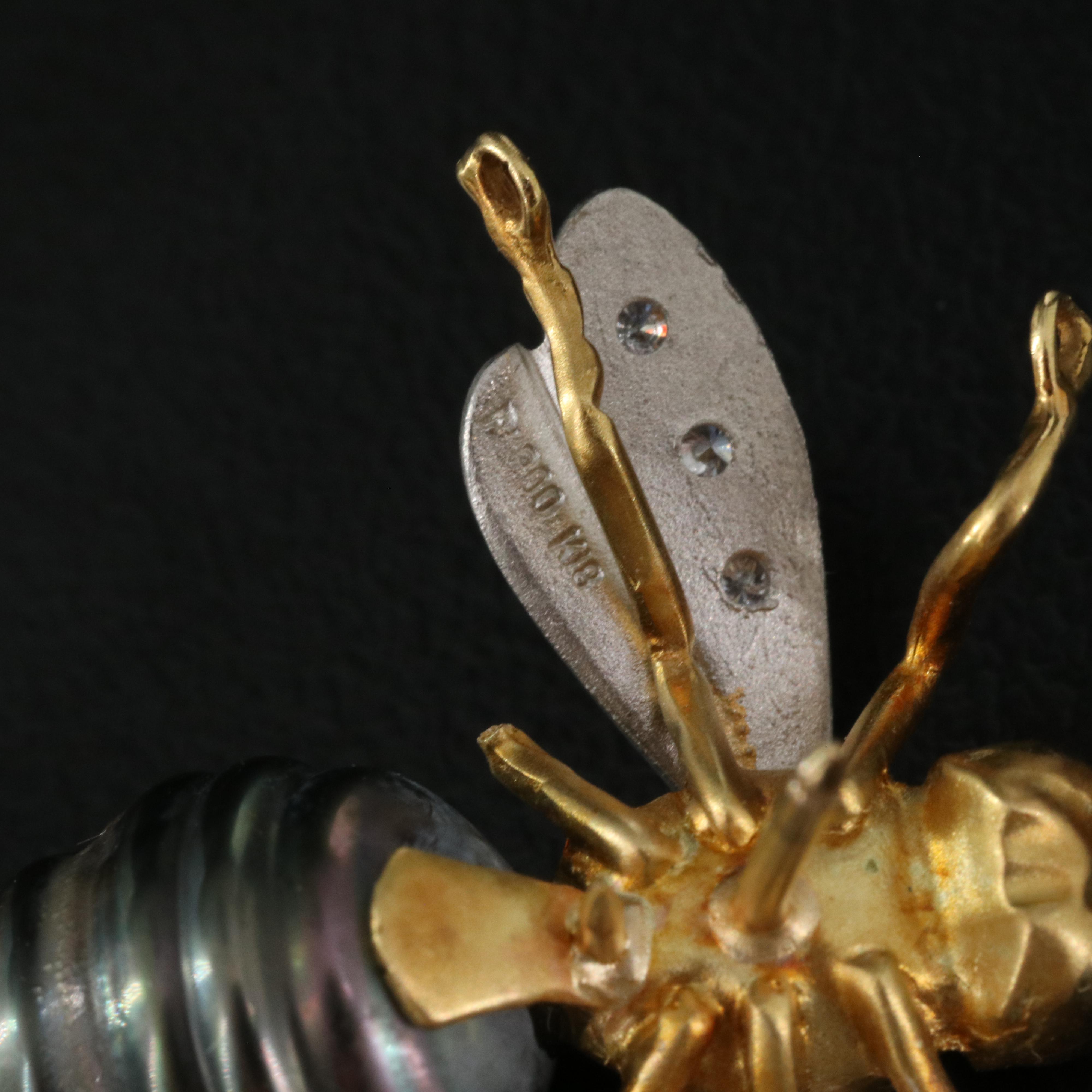 Platinum and 18K Pearl and Diamond Honey Bee Brooch