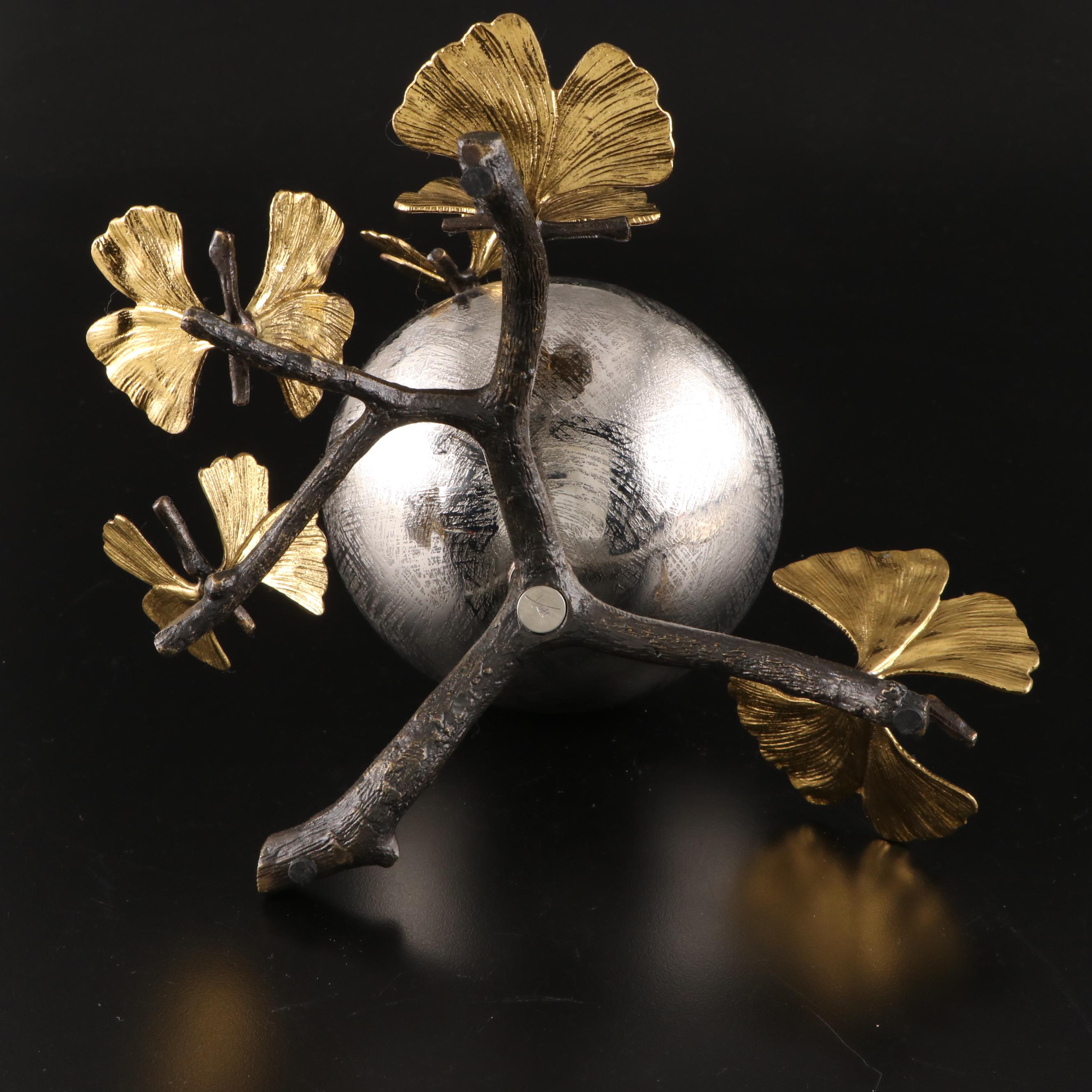Michael Aram Stainless Steel and Oxidized Brass "Butterfly Ginkgo" Compote