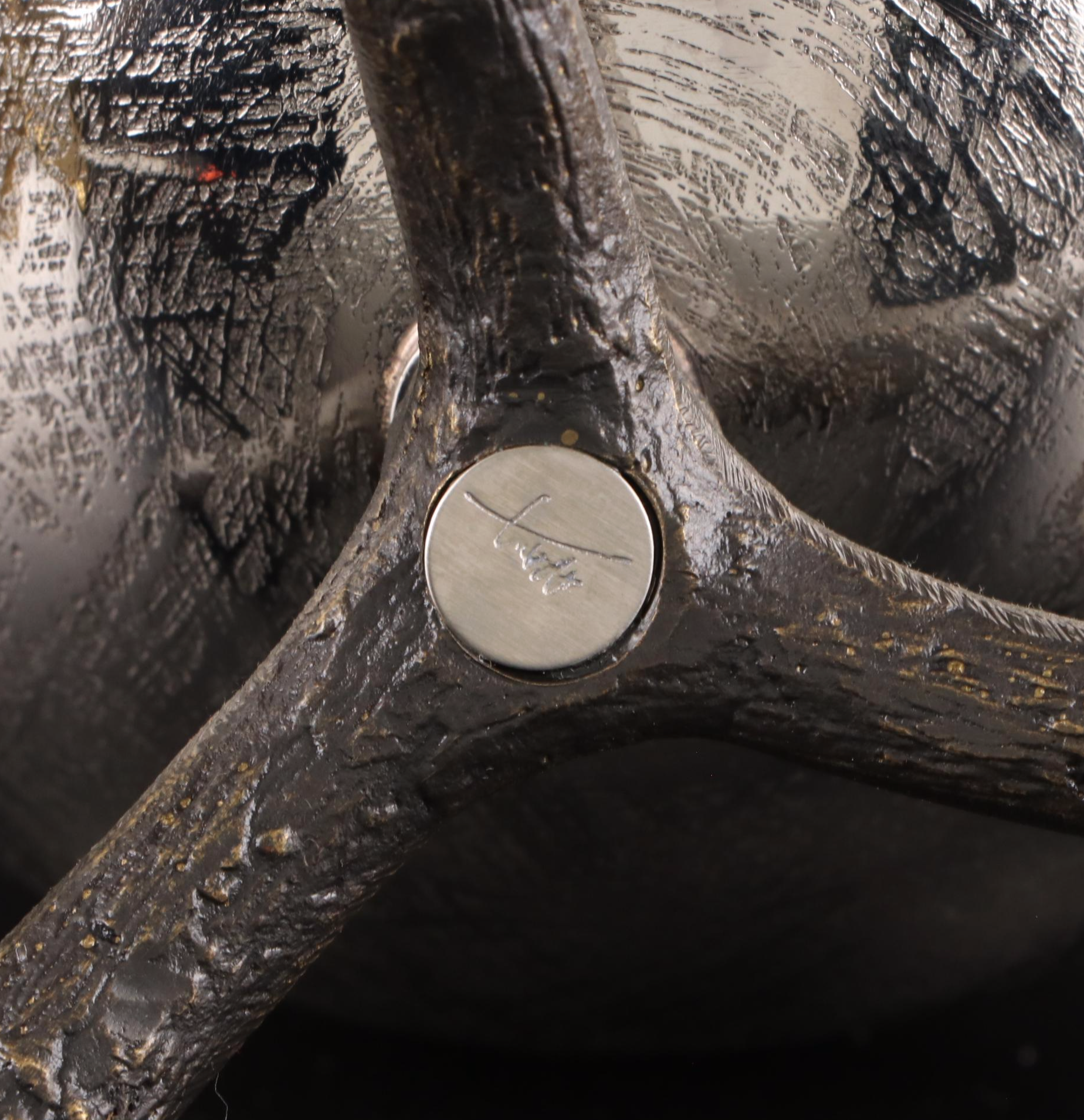 Michael Aram Stainless Steel and Oxidized Brass "Butterfly Ginkgo" Compote