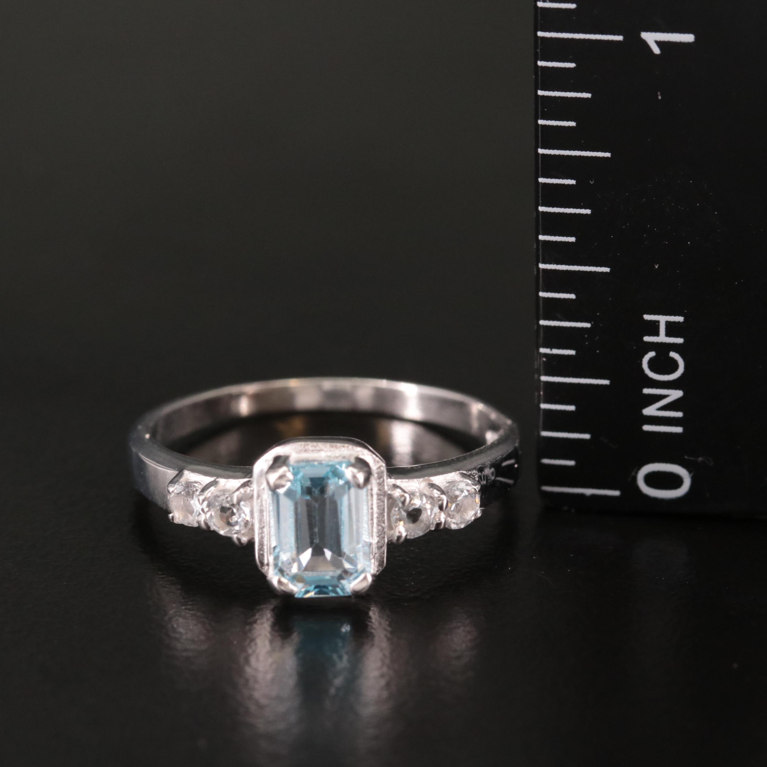 Sterling Blue Topaz and White Topaz Ring