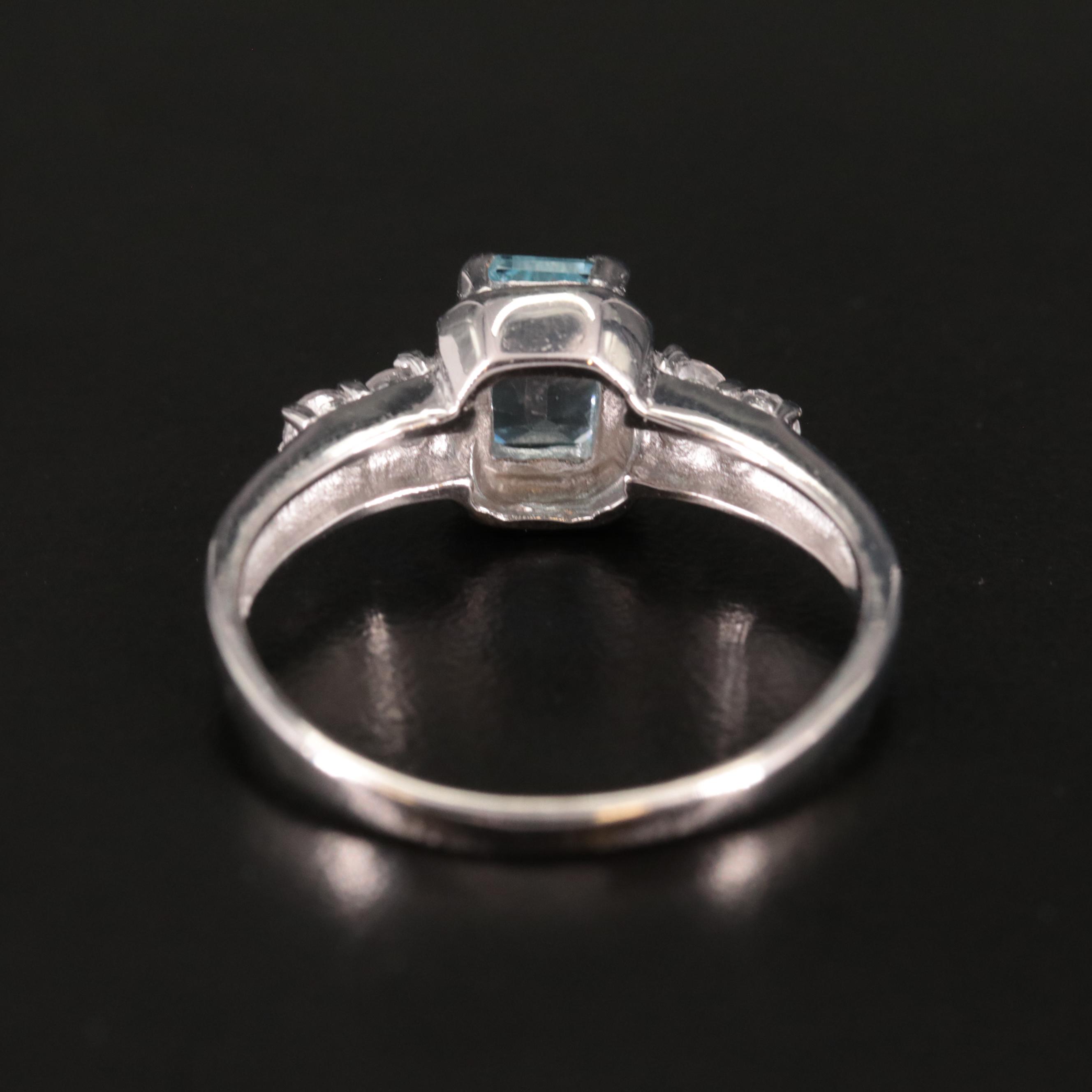 Sterling Blue Topaz and White Topaz Ring