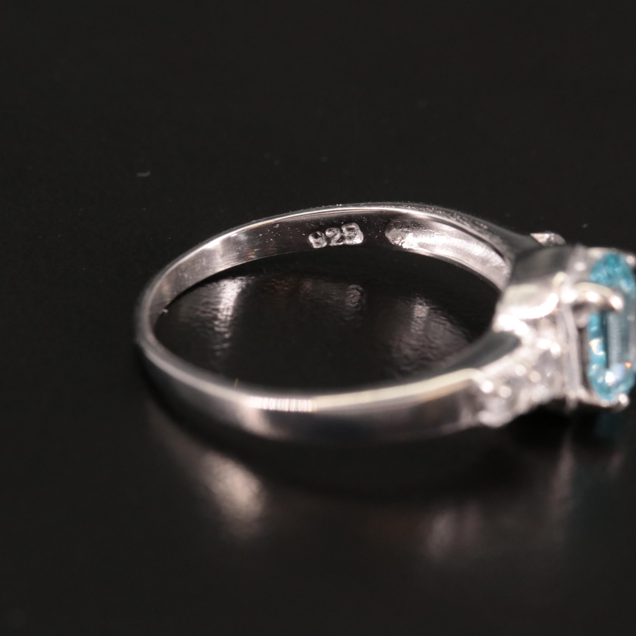 Sterling Blue Topaz and White Topaz Ring