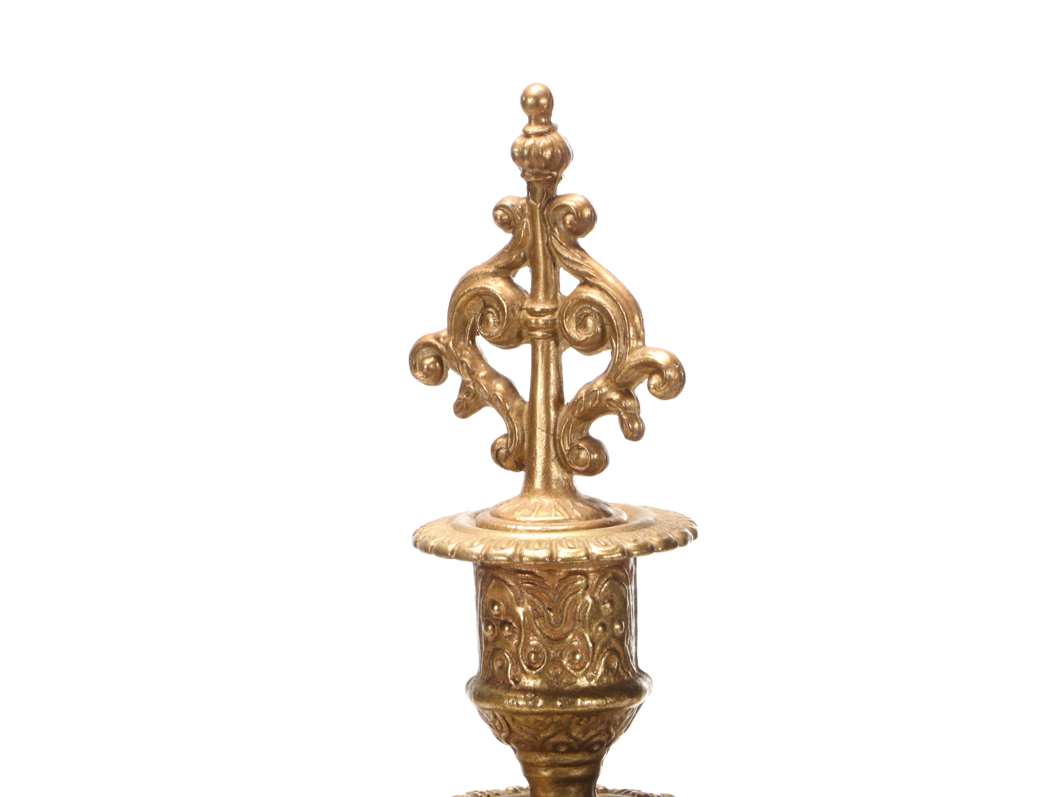 Pair of Italian Baroque Style Gilt Cast Brass Six Light Candelabra, 20th Century