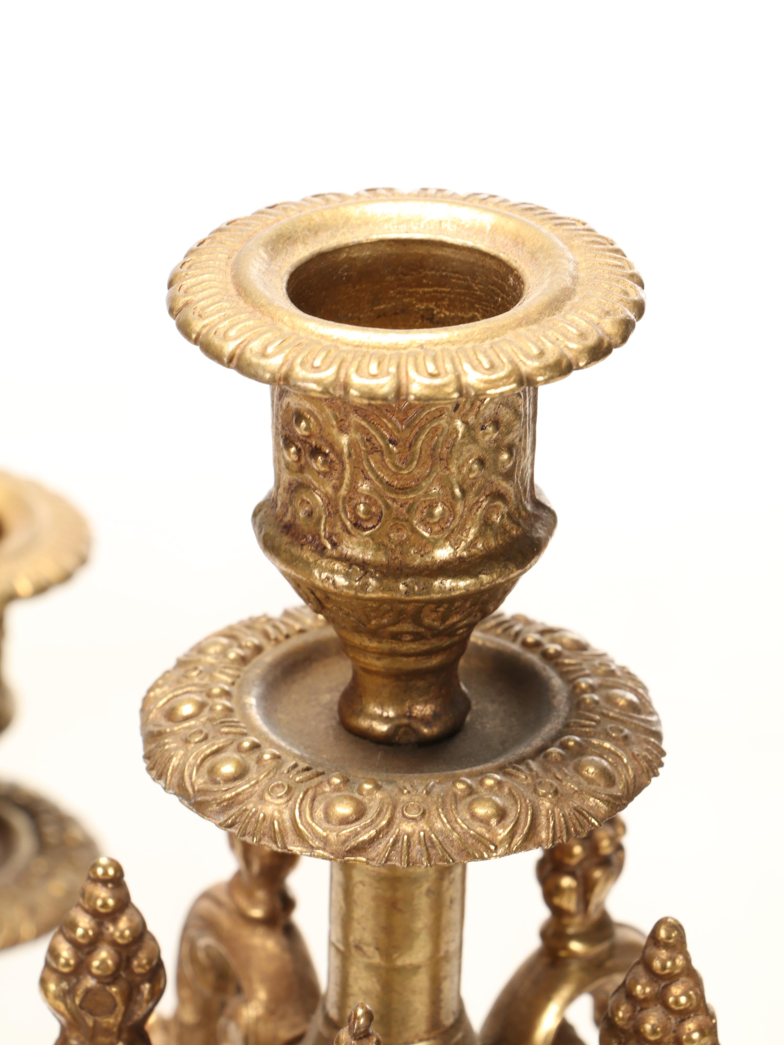 Pair of Italian Baroque Style Gilt Cast Brass Six Light Candelabra, 20th Century