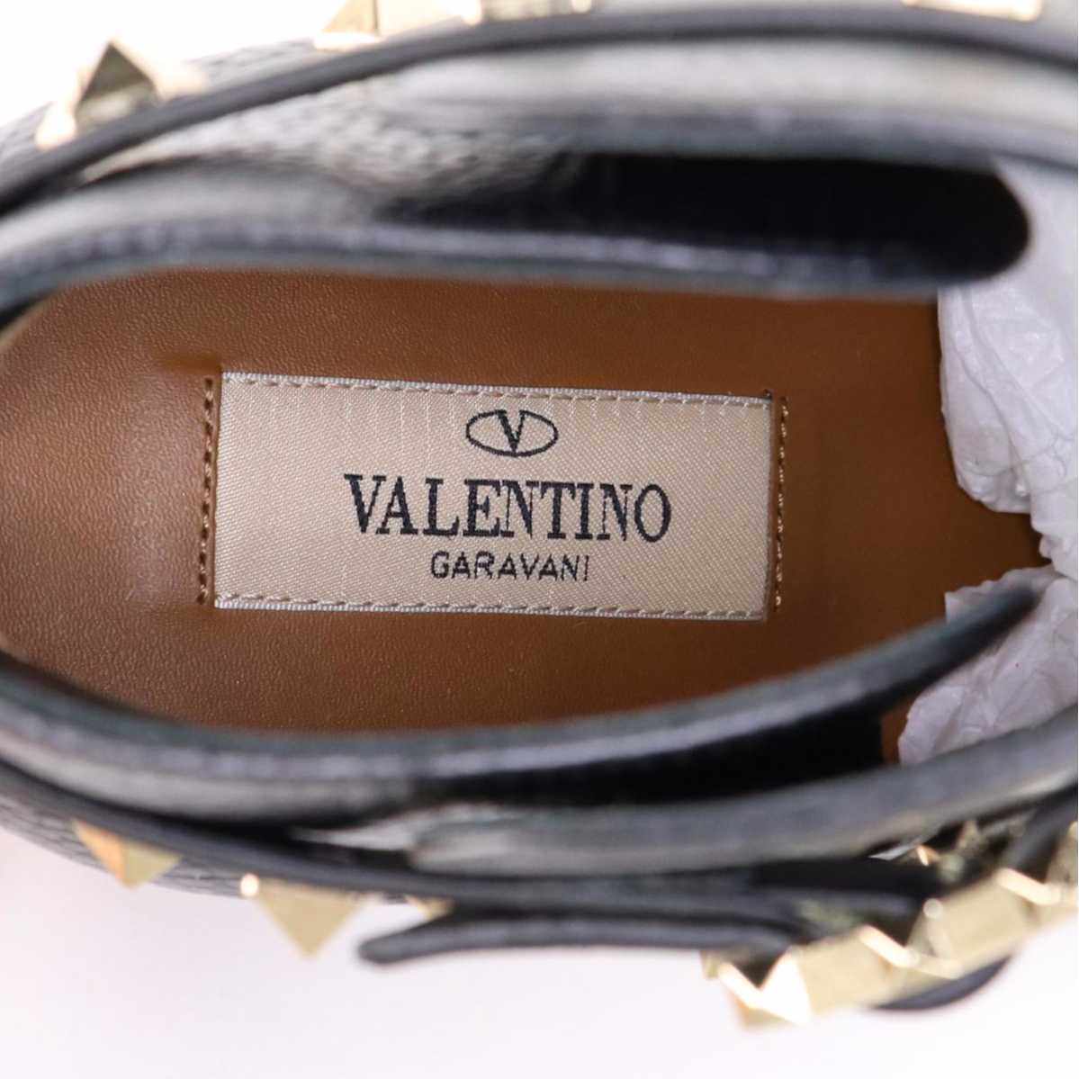 Valentino Rockstud Ankle Boots in Black Grained Leather with Block Heel