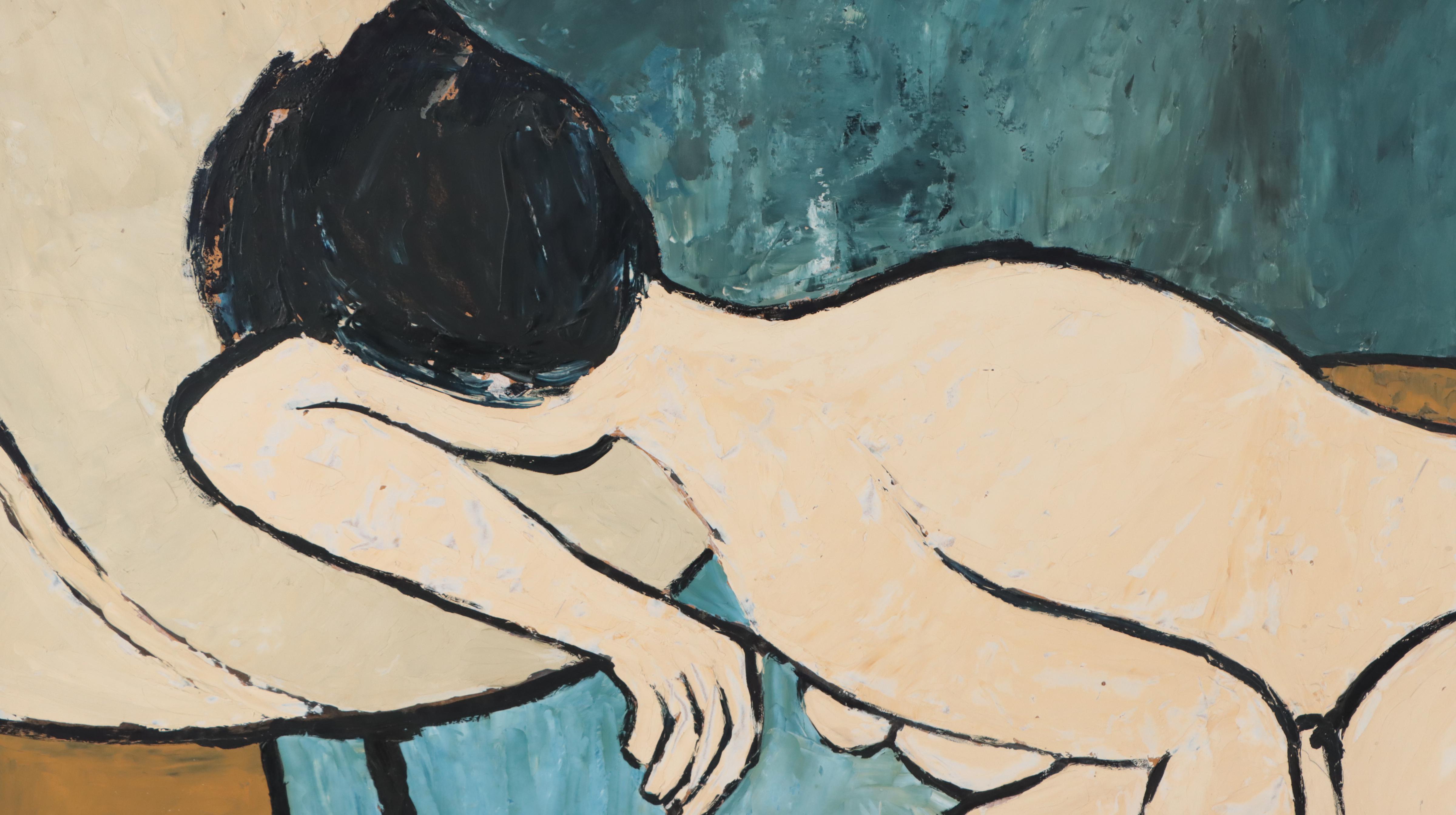 Cedric Chang Oil Painting "Nude Resting," 1961