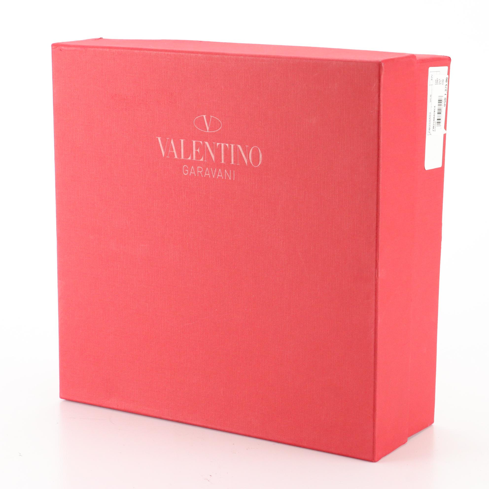 Valentino Rockstud Ankle Boots in Black Grained Leather with Block Heel