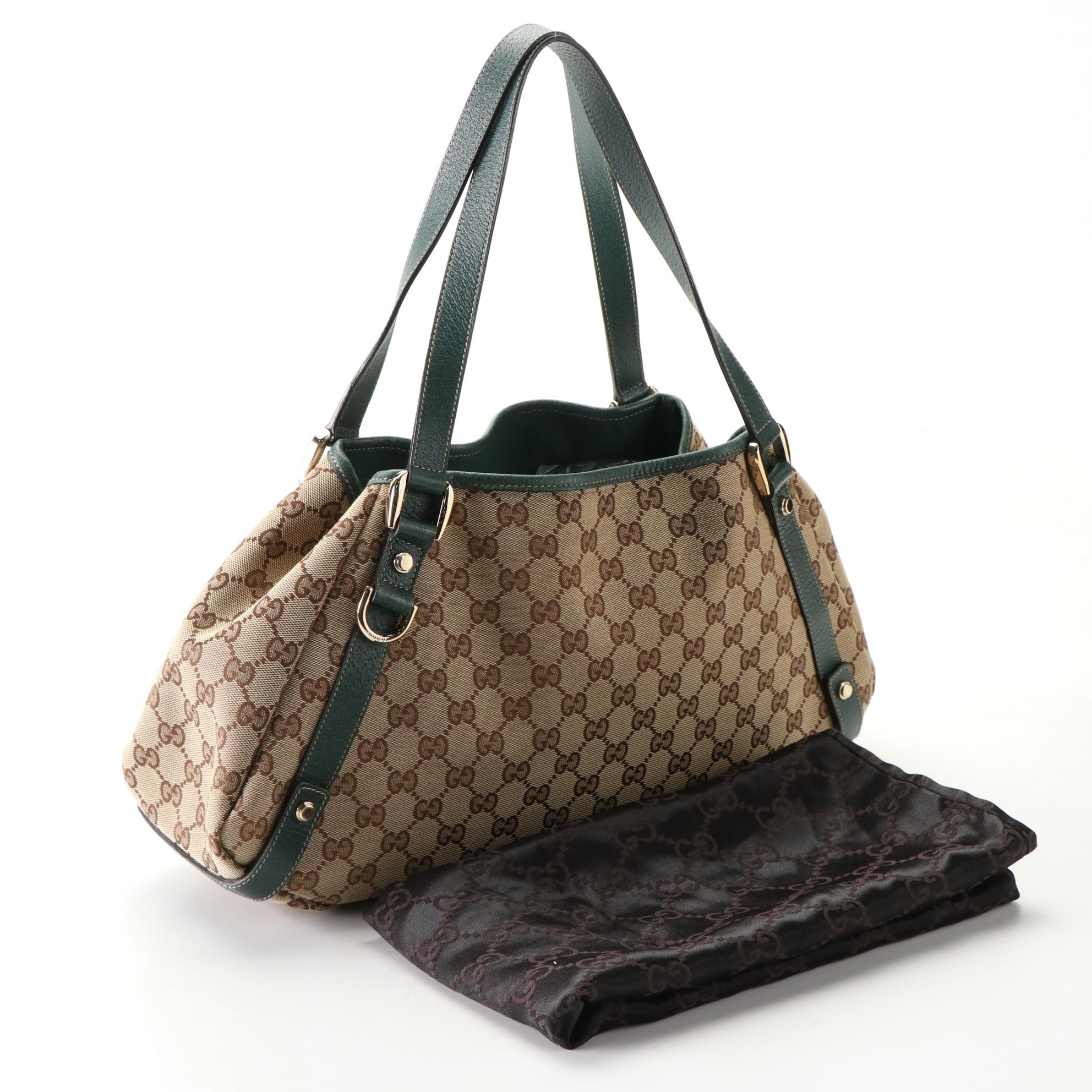 Gucci Abbey GG Canvas and Cinghiale Leather Shoulder Bag