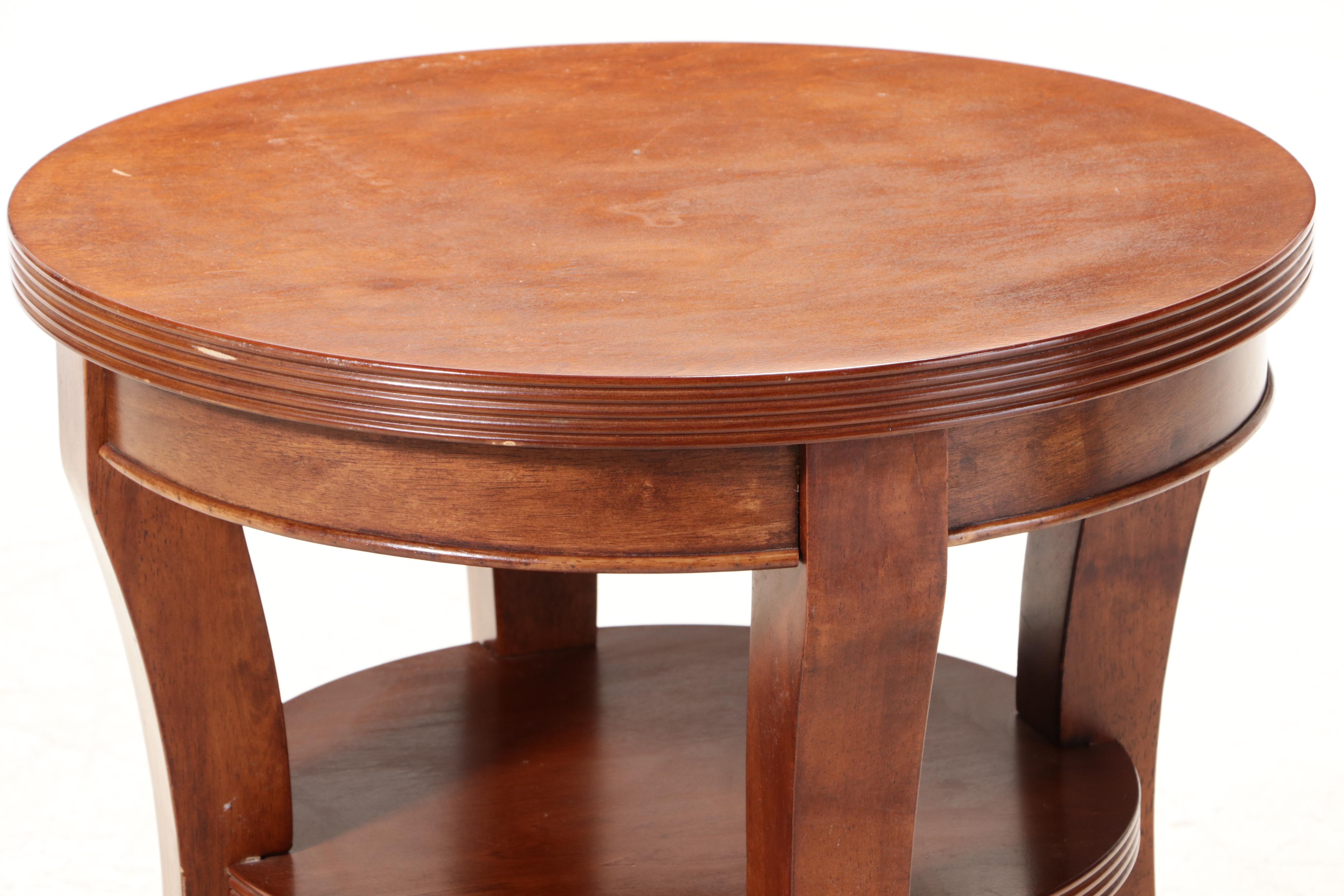 Contemporary Cherrywood-Stained Three-Tier Side Table