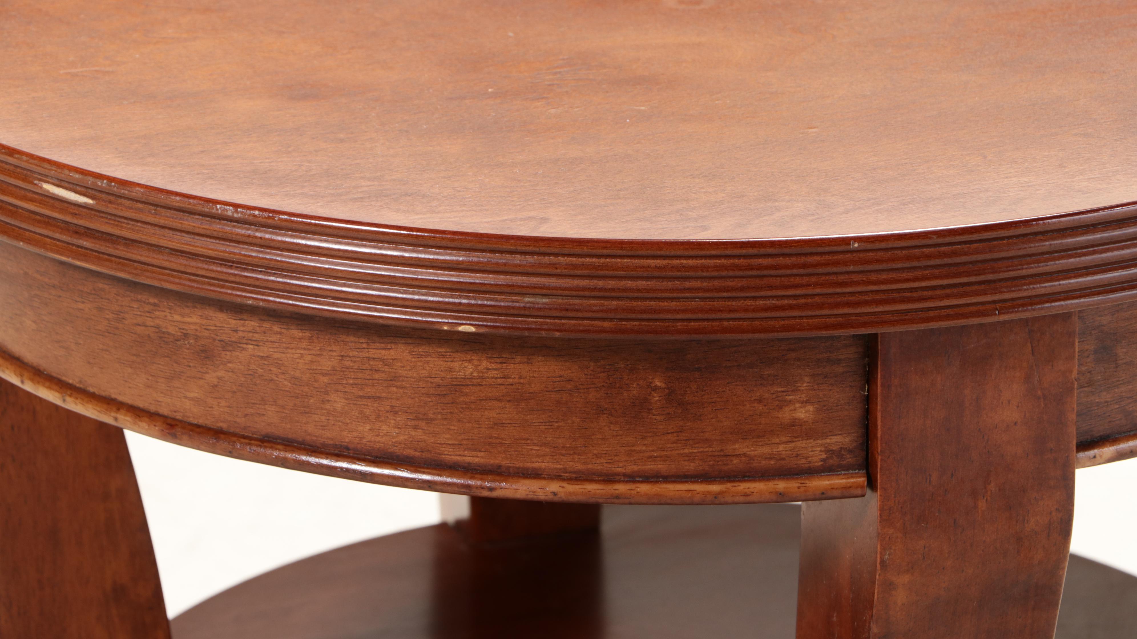 Contemporary Cherrywood-Stained Three-Tier Side Table