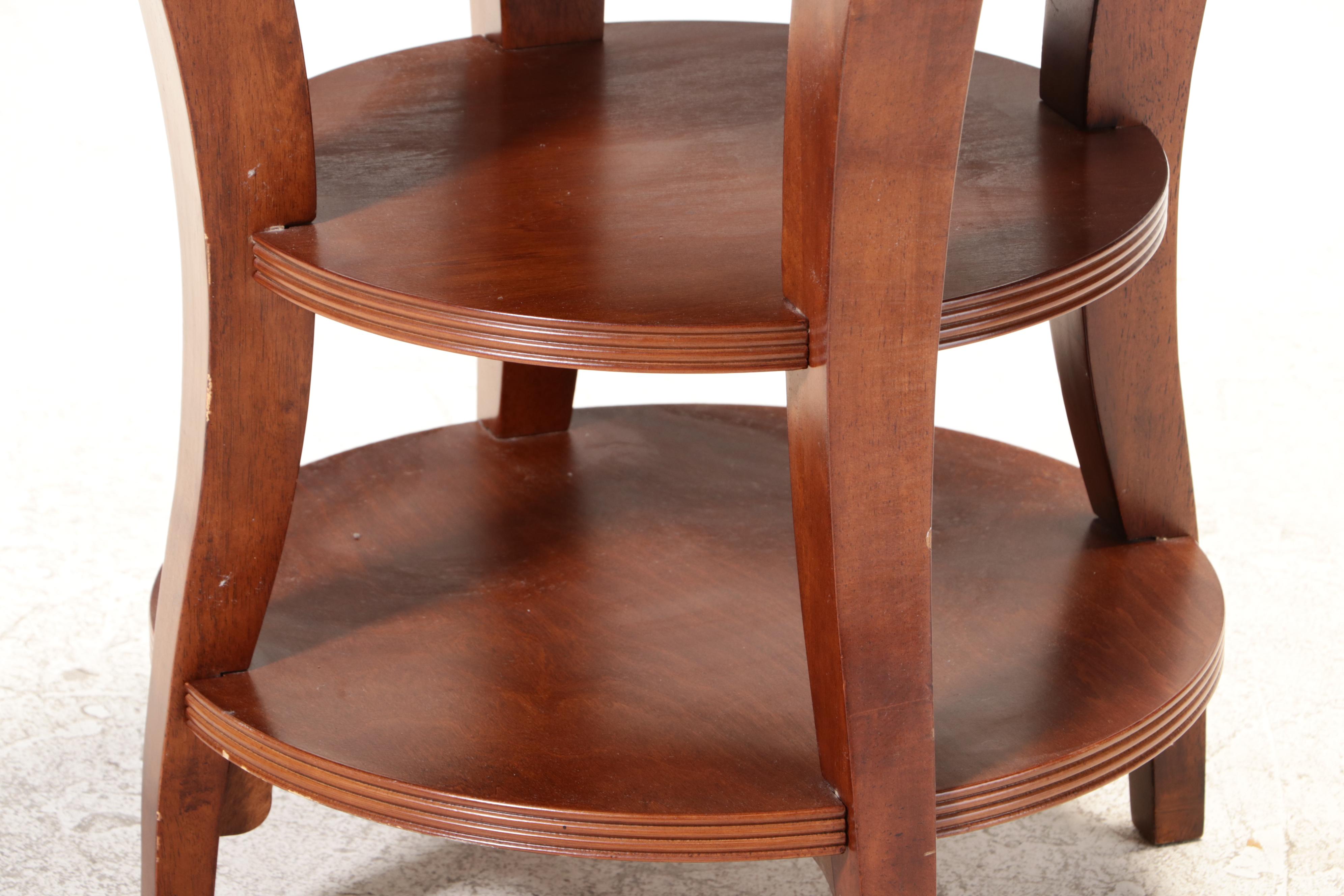 Contemporary Cherrywood-Stained Three-Tier Side Table