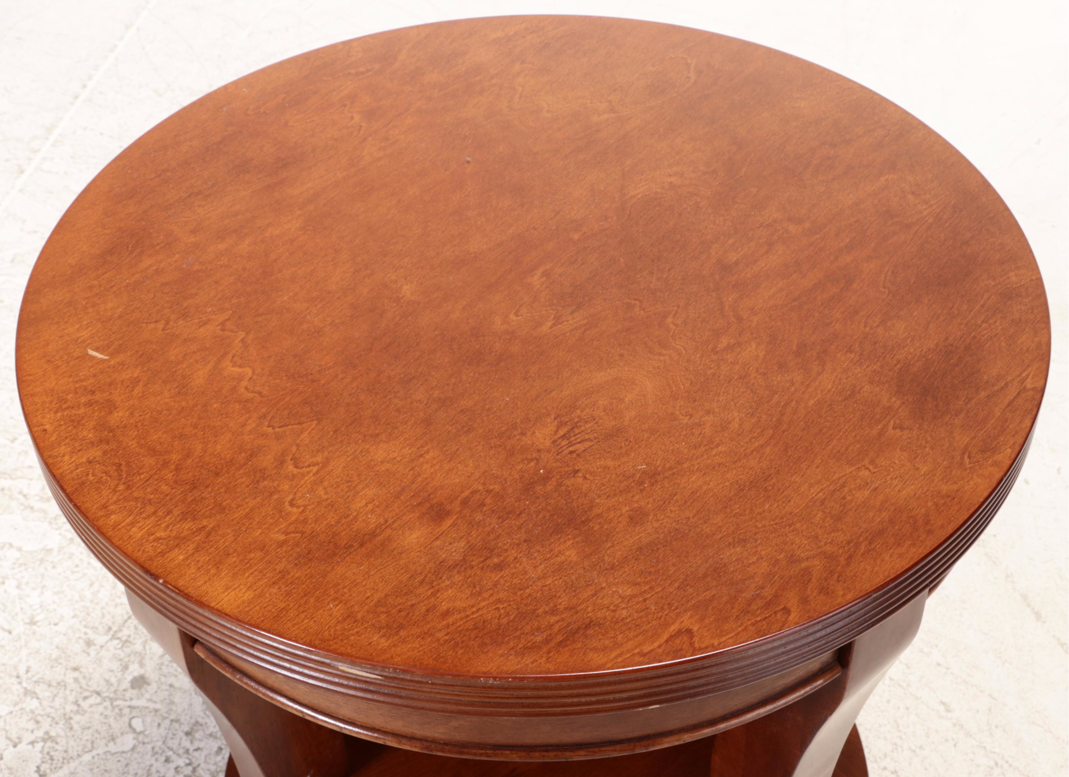 Contemporary Cherrywood-Stained Three-Tier Side Table