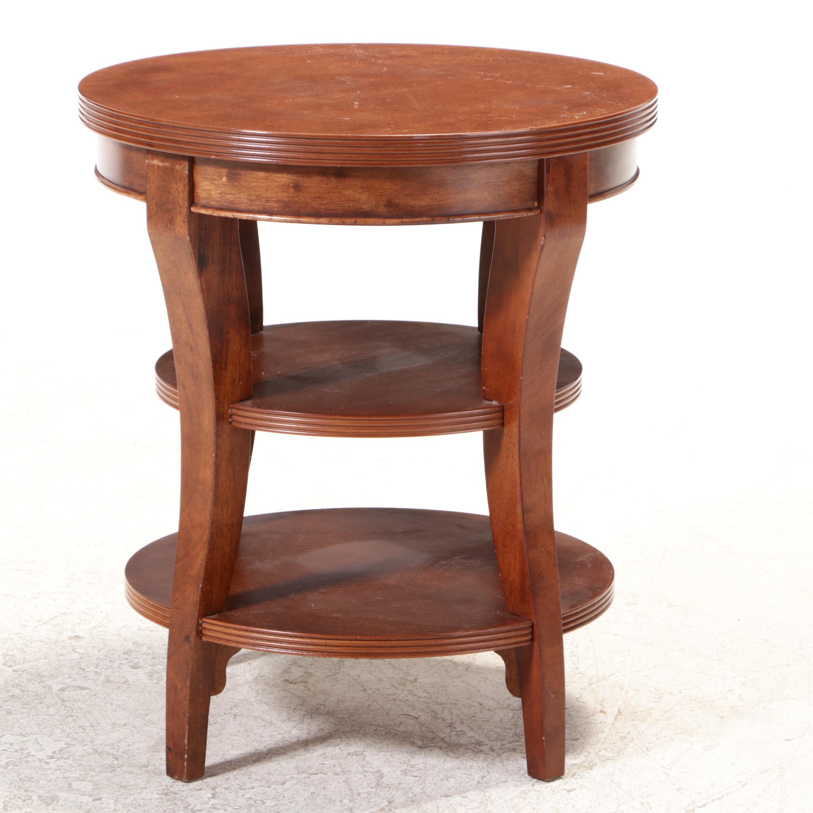 Contemporary Cherrywood-Stained Three-Tier Side Table