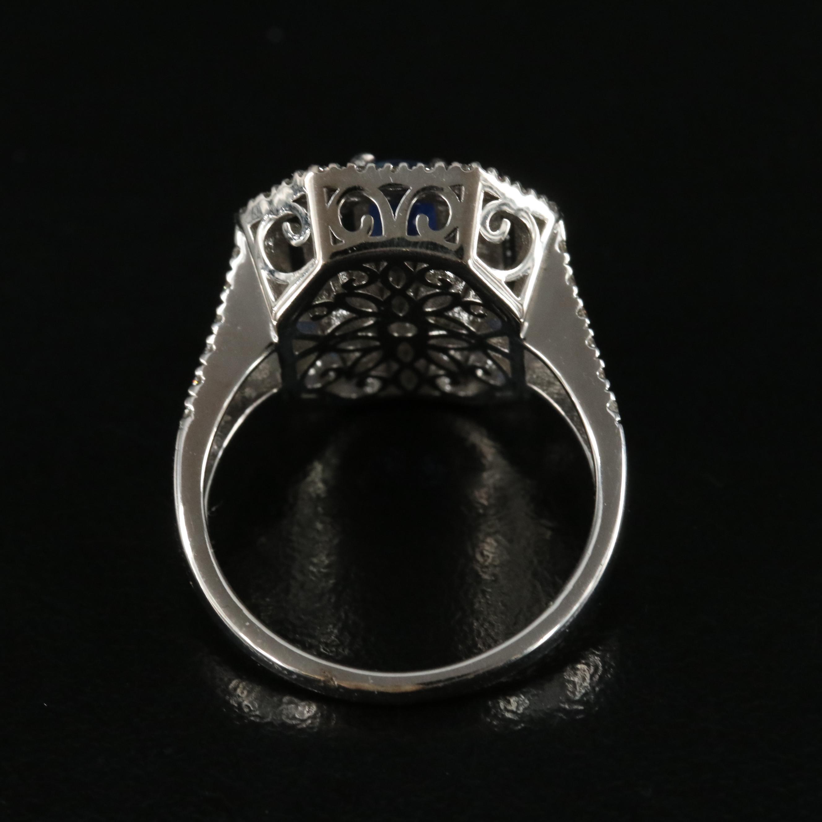 18K 1.06 CT Ceylon Sapphire and Diamond Ring with GIA Report