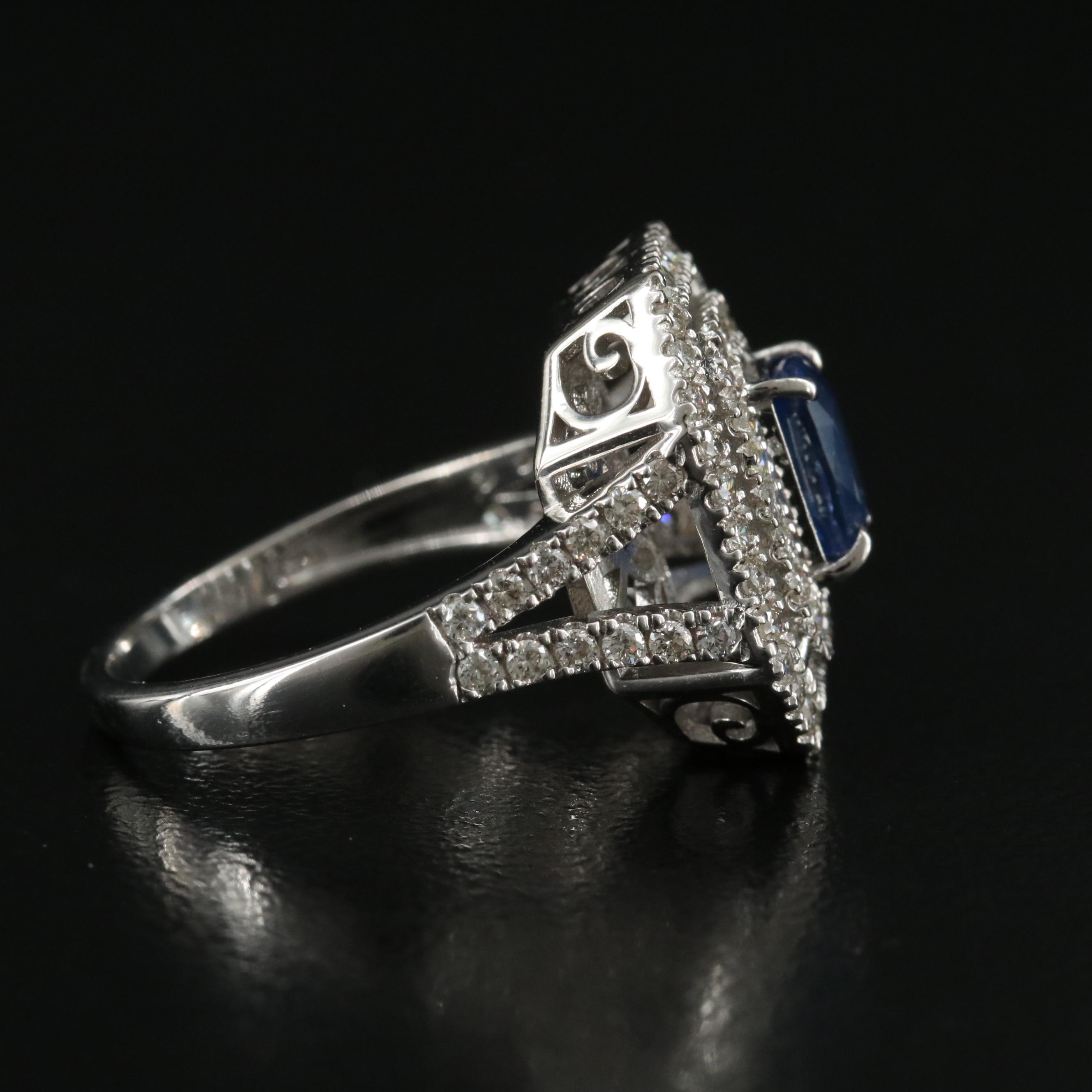 18K 1.06 CT Ceylon Sapphire and Diamond Ring with GIA Report