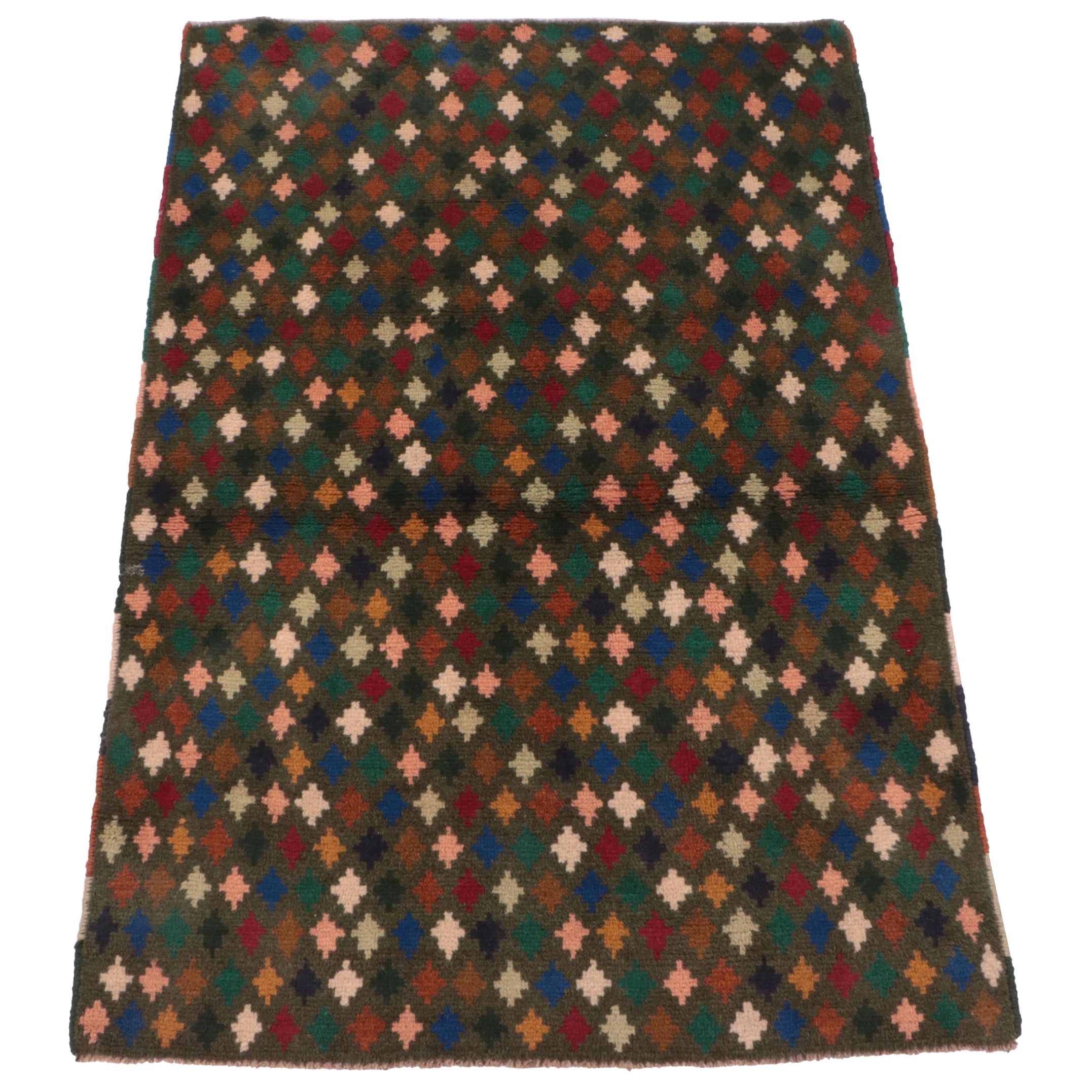 3'2 x 4'8 Hand-Knotted Afghan Baluch Accent Rug