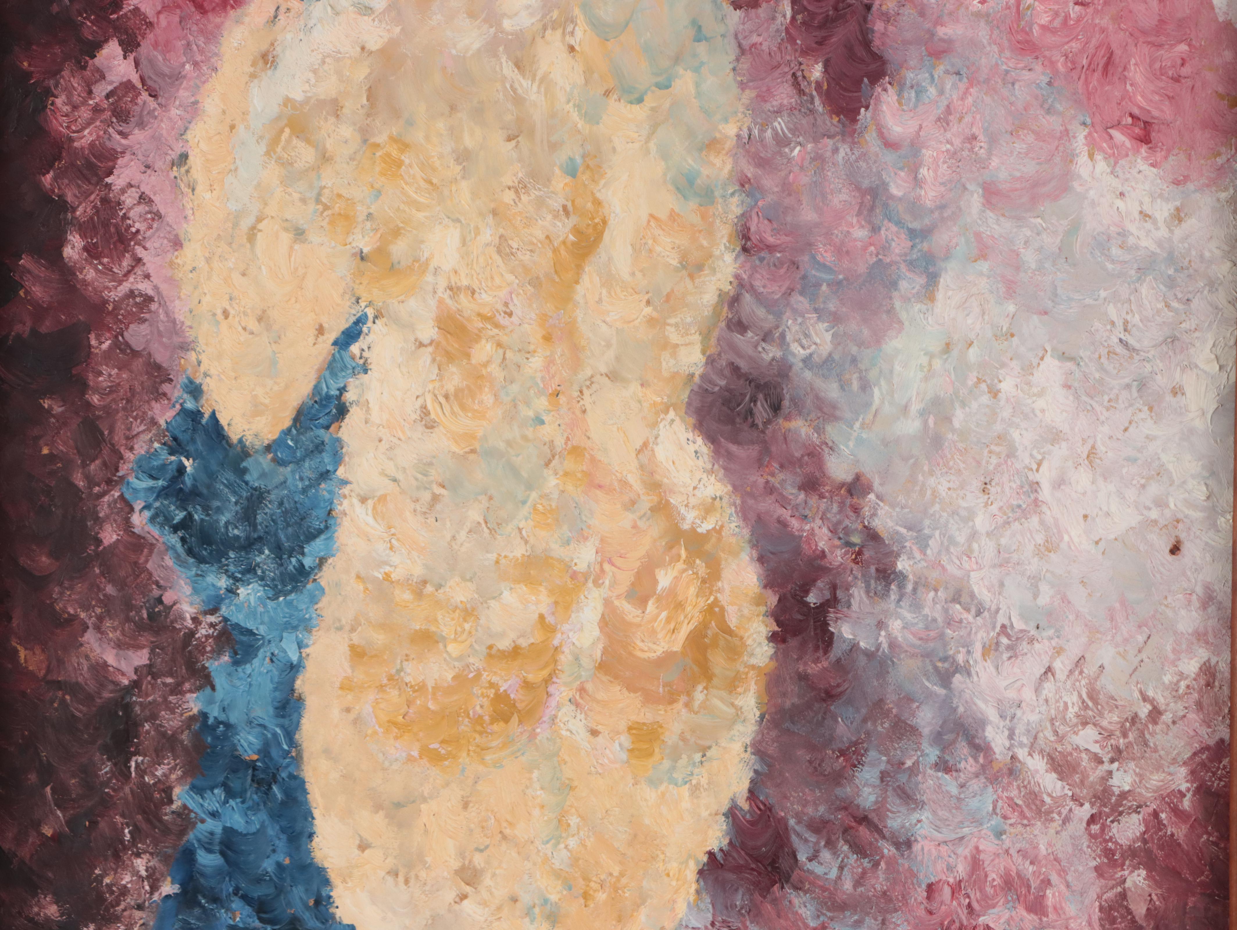 Cedric Chang Oil Painting "Nude With Blue Robe," 1961