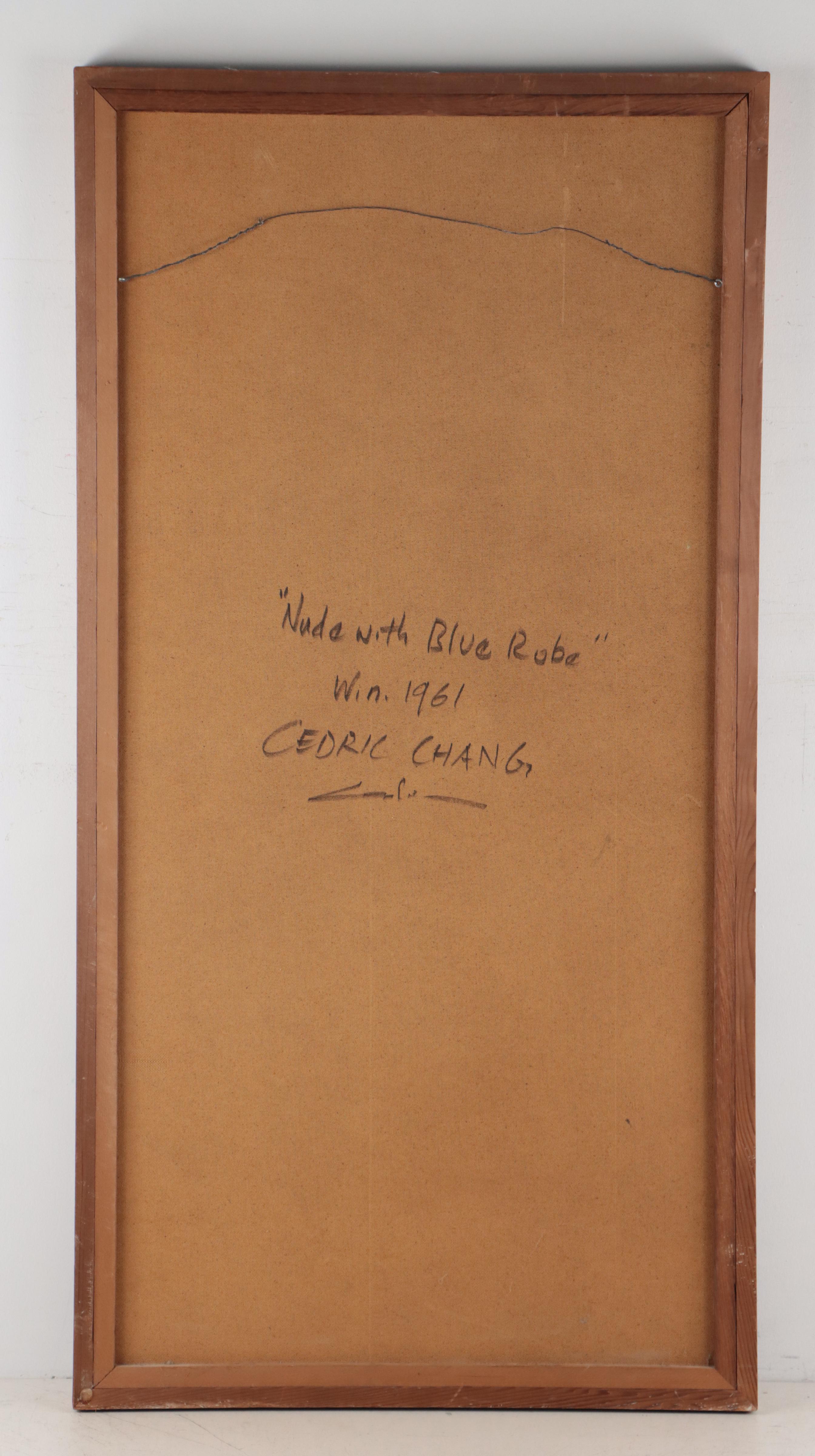 Cedric Chang Oil Painting "Nude With Blue Robe," 1961