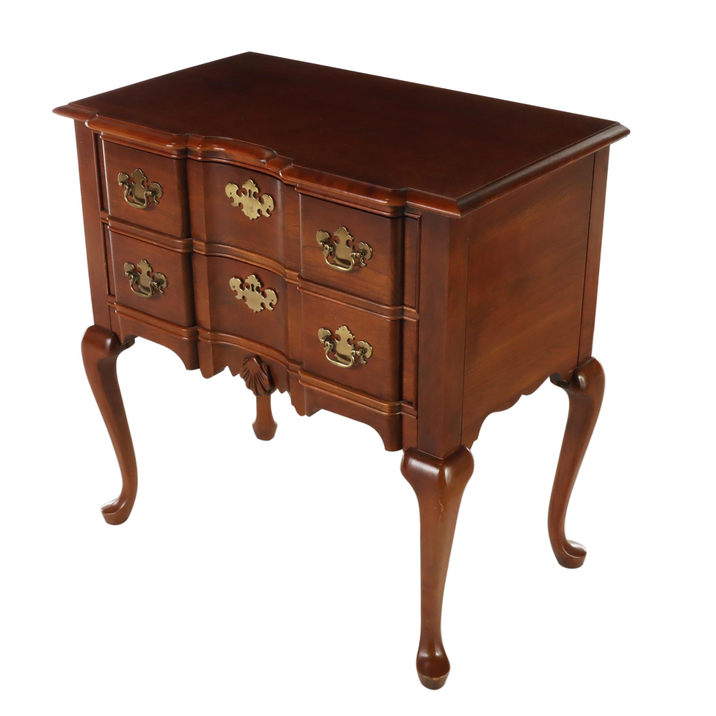 Queen Anne Style Cherrywood Blockfront Lowboy, Late 20th Century