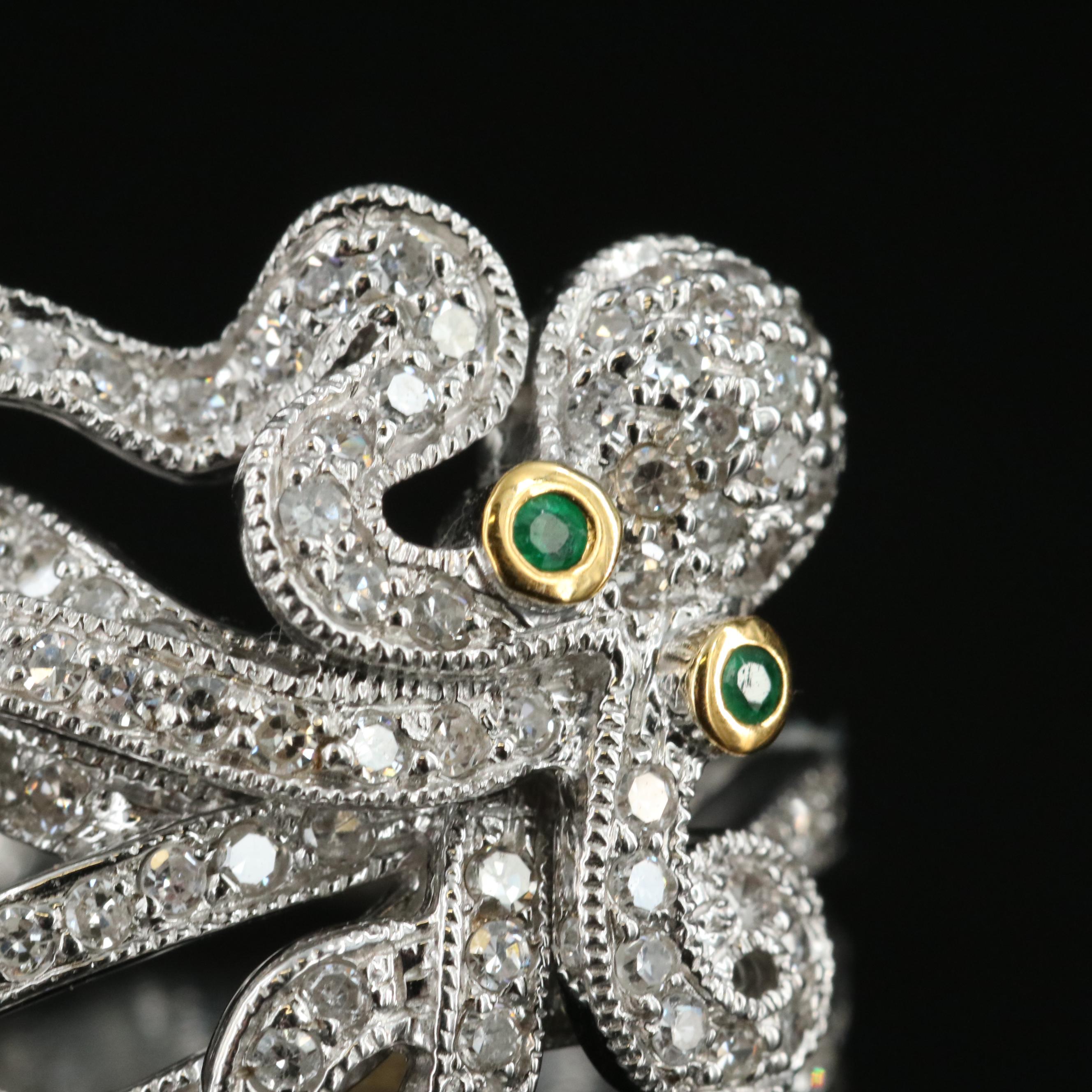John C. Rinker 14K Emerald and 1.13 CTW Diamond Octopus Ring