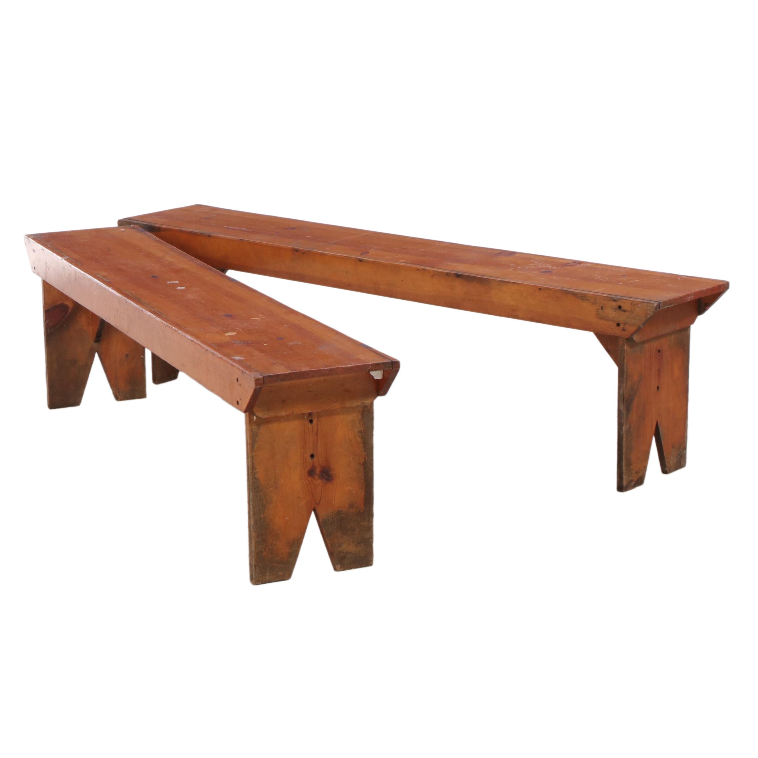 American Primitive Pine Bench, 19th / 20th Century