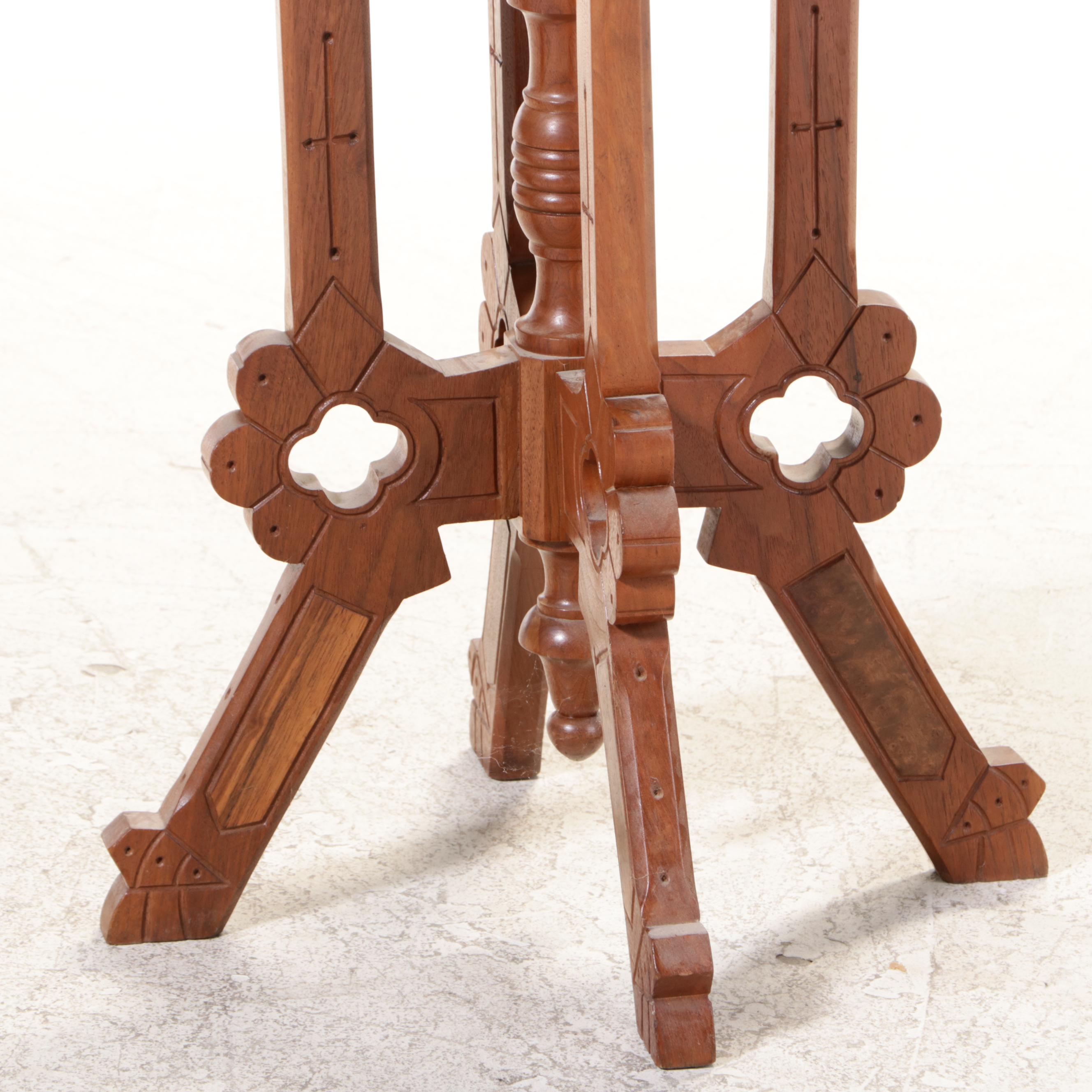 Victorian Walnut, Burl Walnut, and Marble Top Side Table, Late 19th Century