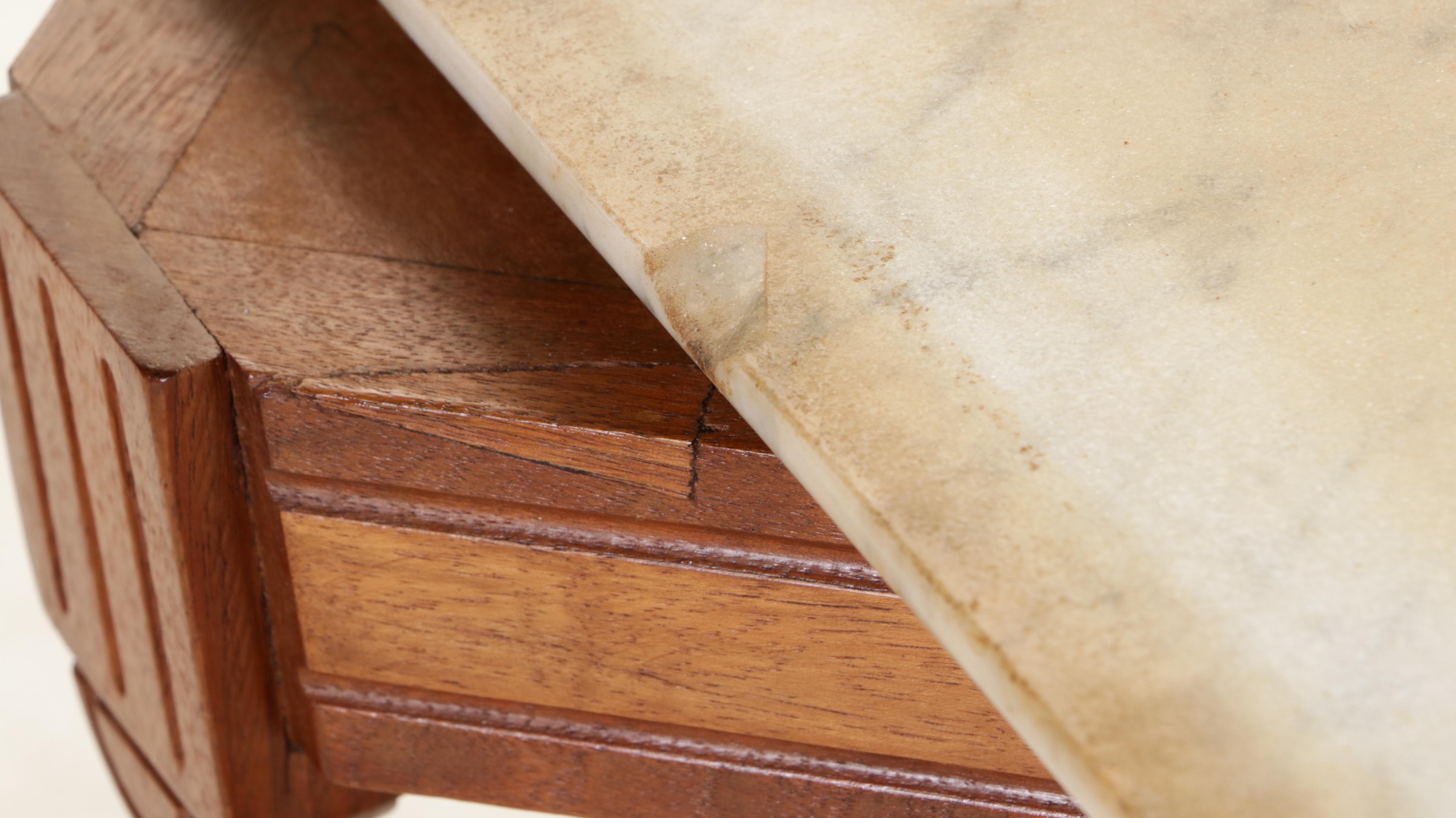 Victorian Walnut, Burl Walnut, and Marble Top Side Table, Late 19th Century