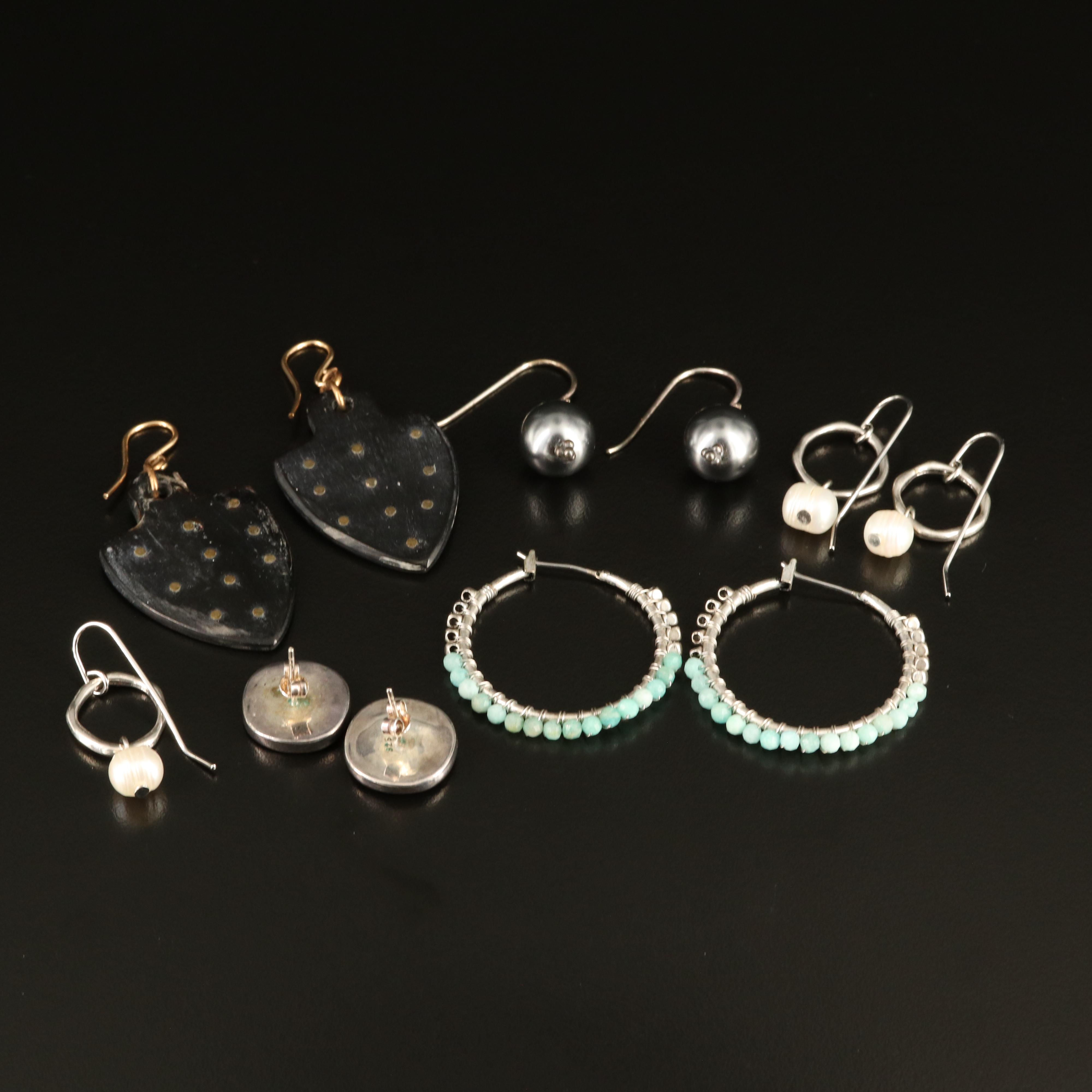 Horn, Pearls and Sterling Featured in Earring Collection