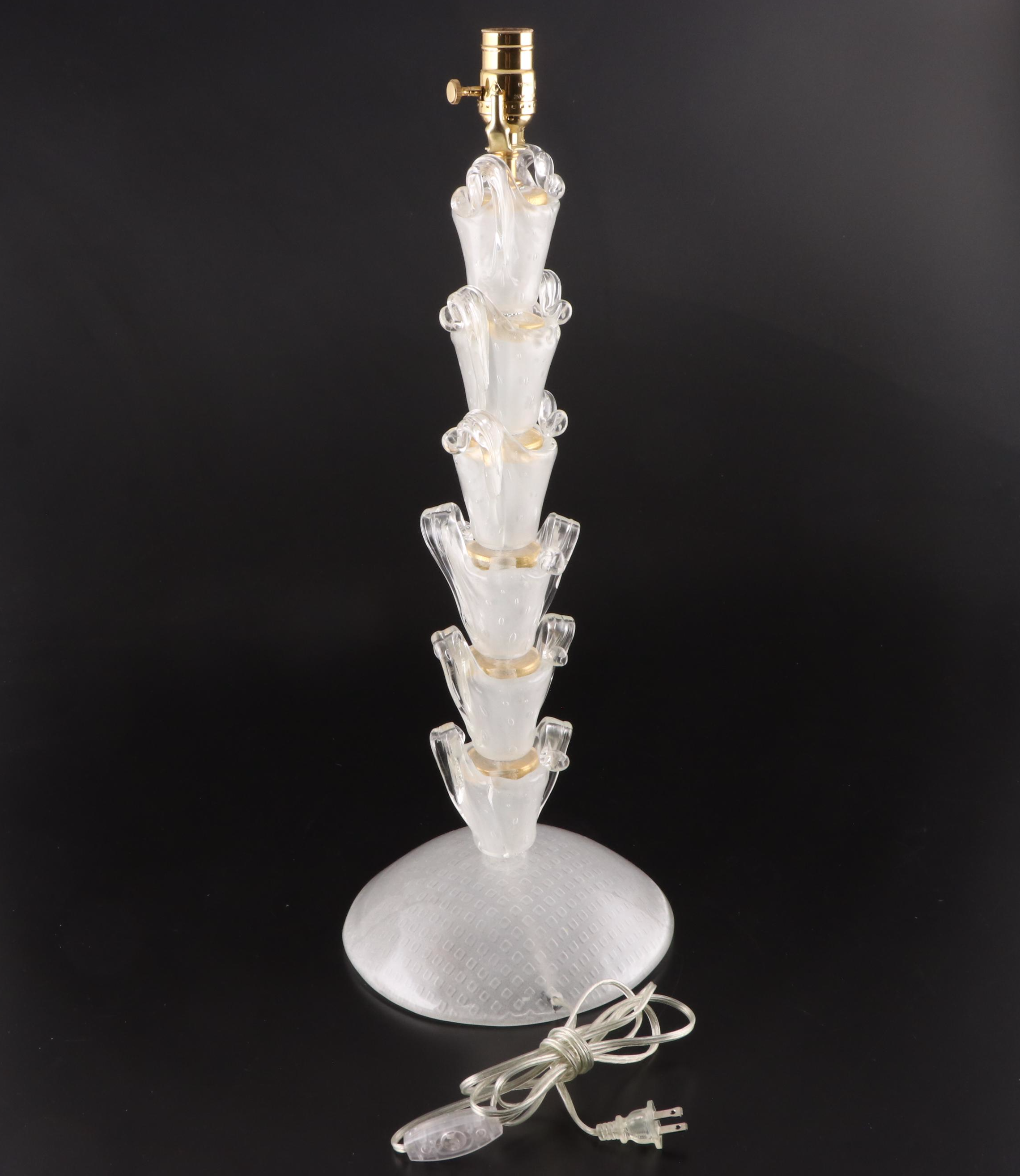 Pair of Stacking Art Glass Table Lamps, Contemporary