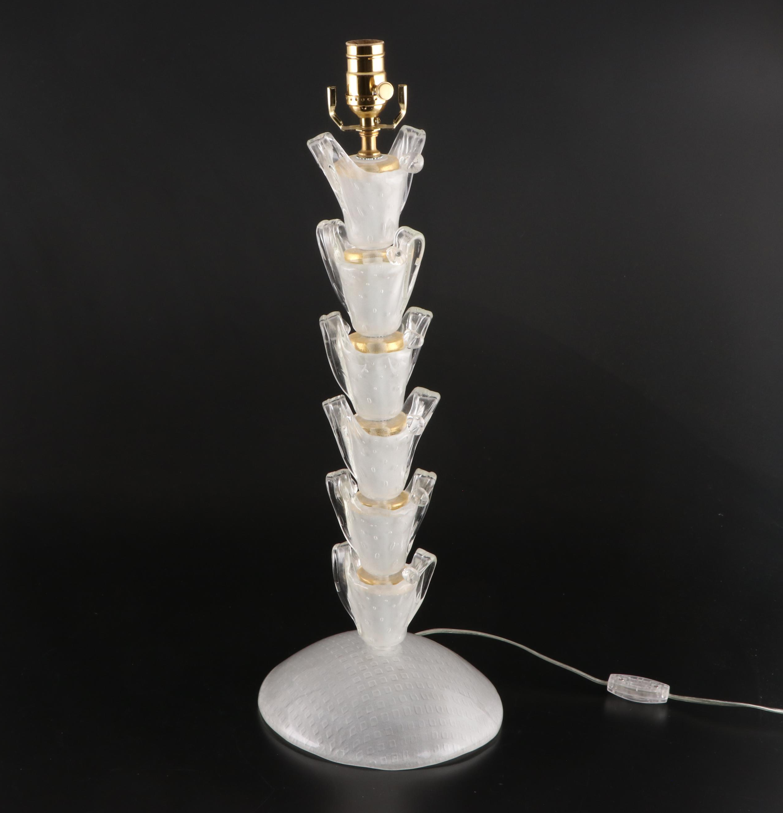 Pair of Stacking Art Glass Table Lamps, Contemporary