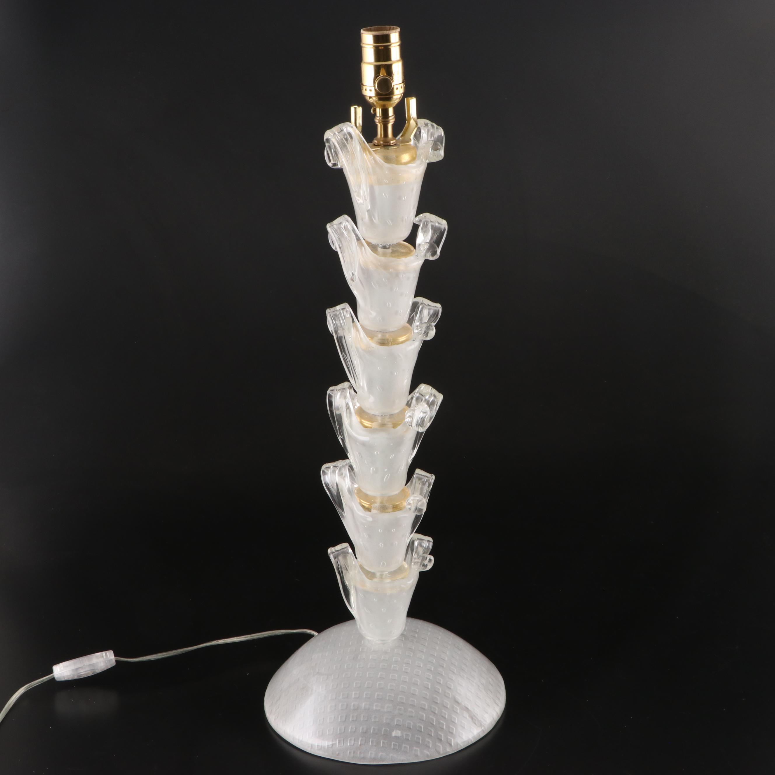 Pair of Stacking Art Glass Table Lamps, Contemporary