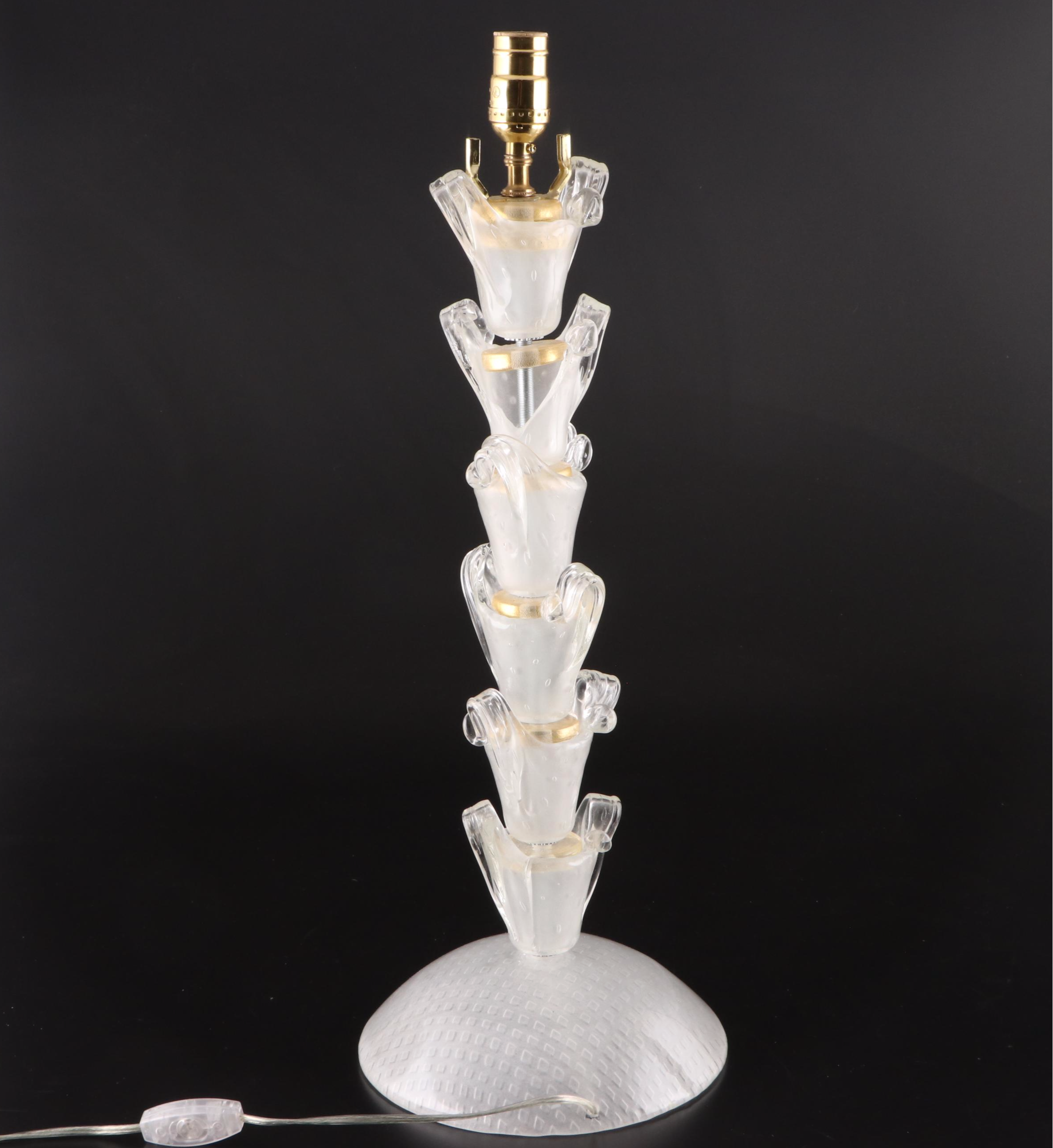 Pair of Stacking Art Glass Table Lamps, Contemporary