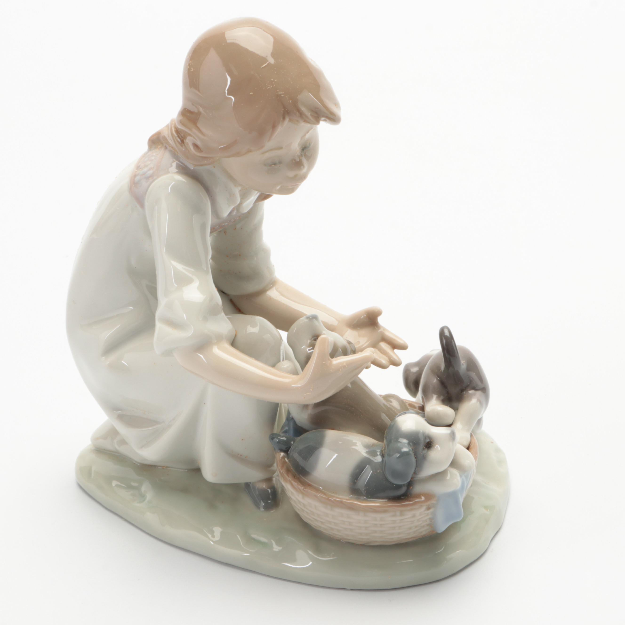 Lladró "Joy in a Basket" and "How You've Grown" Porcelain Figurines